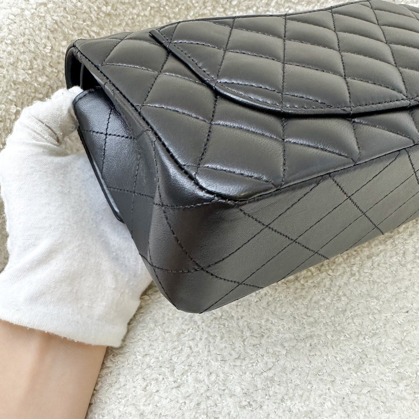 GLM-Small Classic Flap CF in Black Lambskin and Rose Gold HW