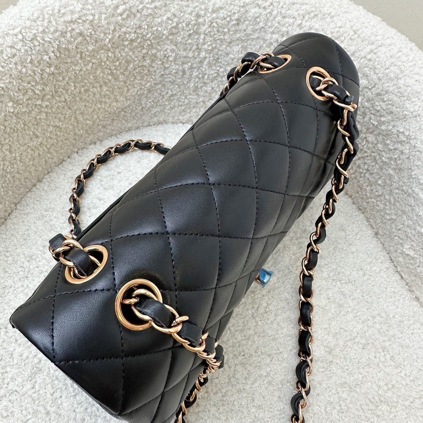 GLM-Small Classic Flap CF in Black Lambskin and Rose Gold HW