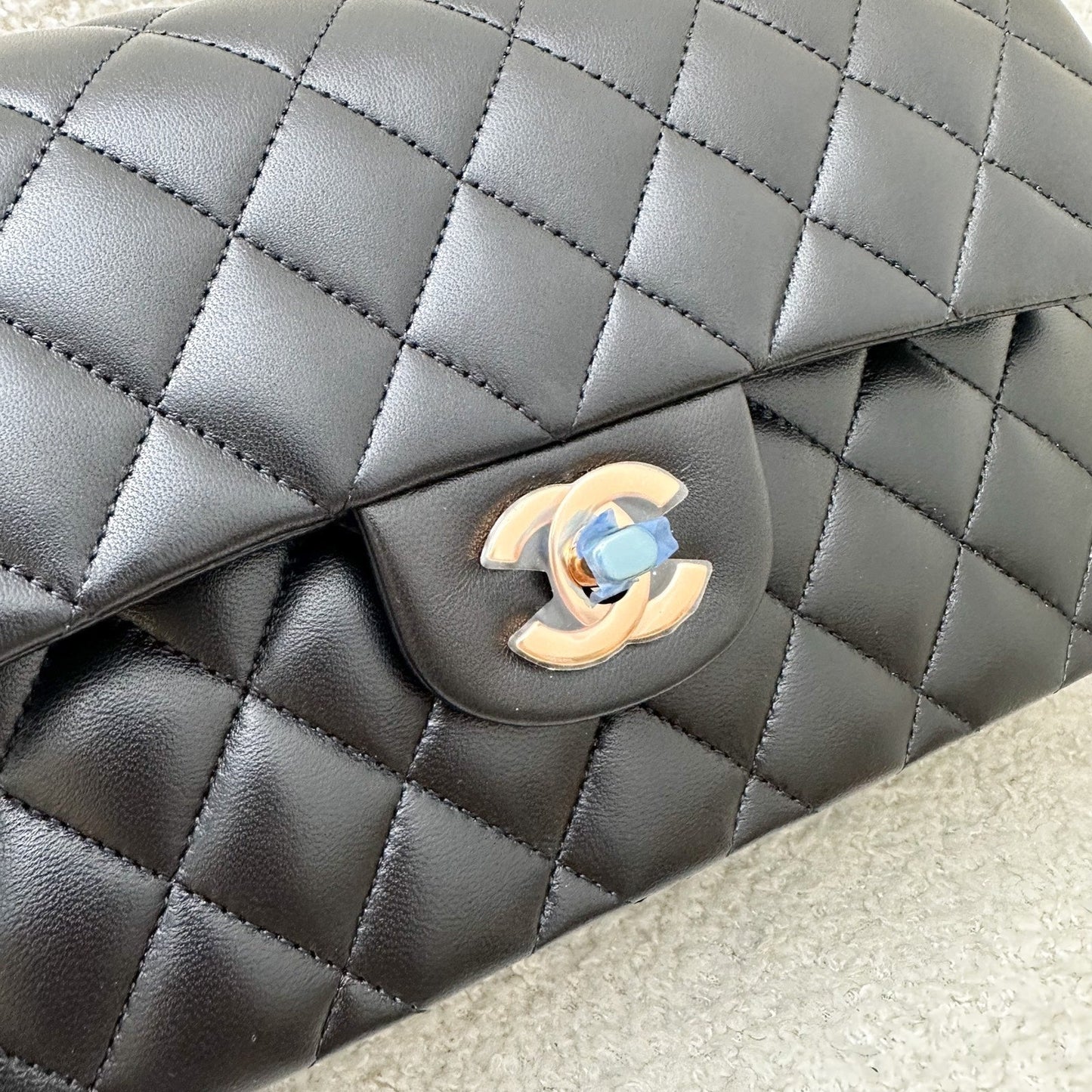 GLM-Small Classic Flap CF in Black Lambskin and Rose Gold HW