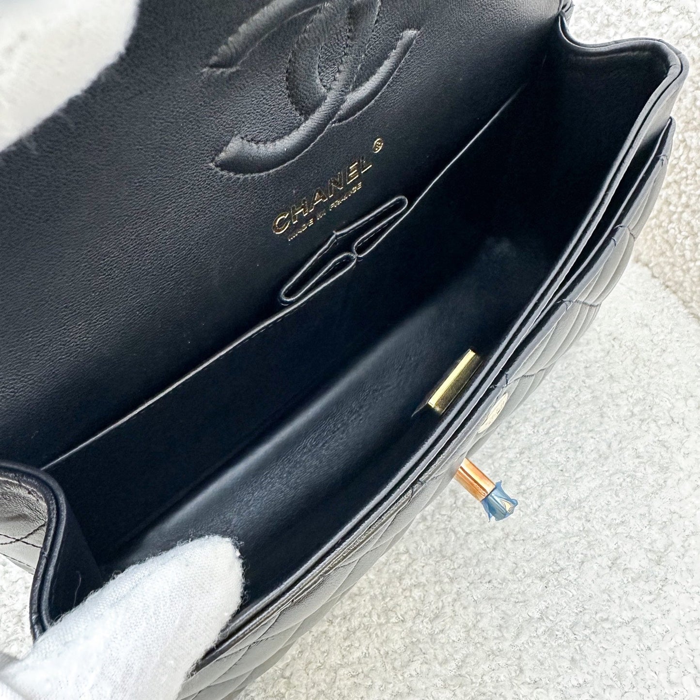 GLM-Small Classic Flap CF in Black Lambskin and Rose Gold HW