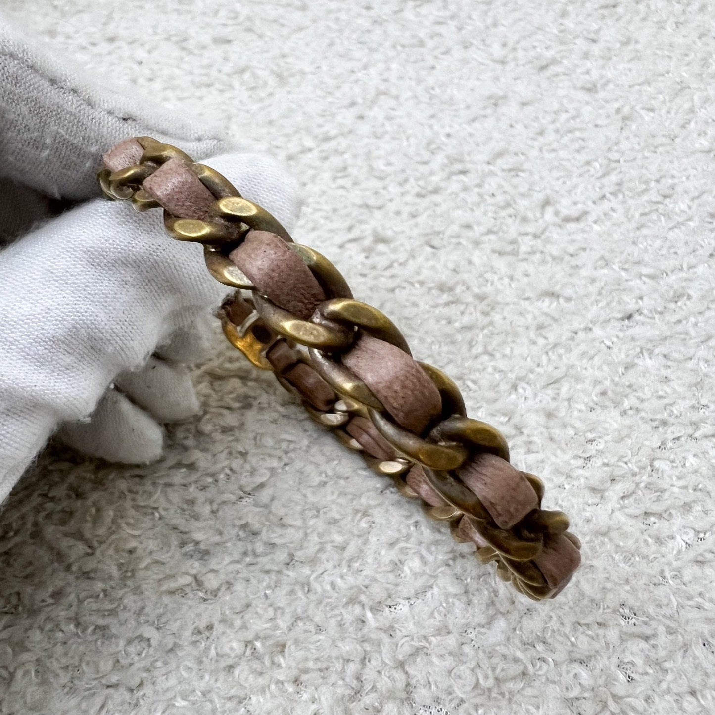 GLM-Interwoven GLM- Bangle with Dusty Pink Leather and Matte GHW