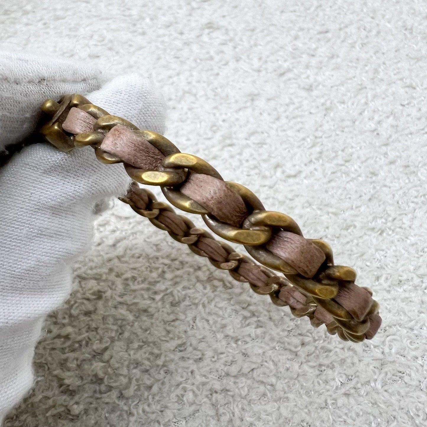 GLM-Interwoven GLM- Bangle with Dusty Pink Leather and Matte GHW