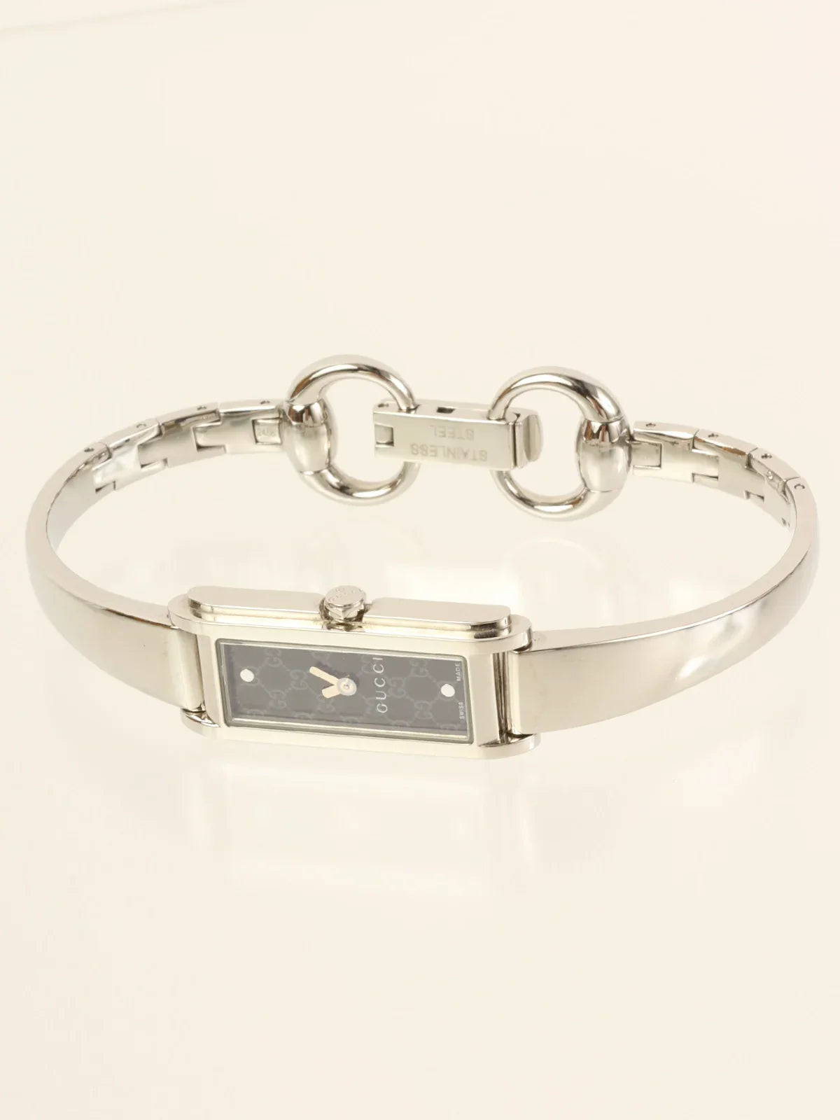 GUCCI Rectangular Gg Face Bangle Watch Silver/Black