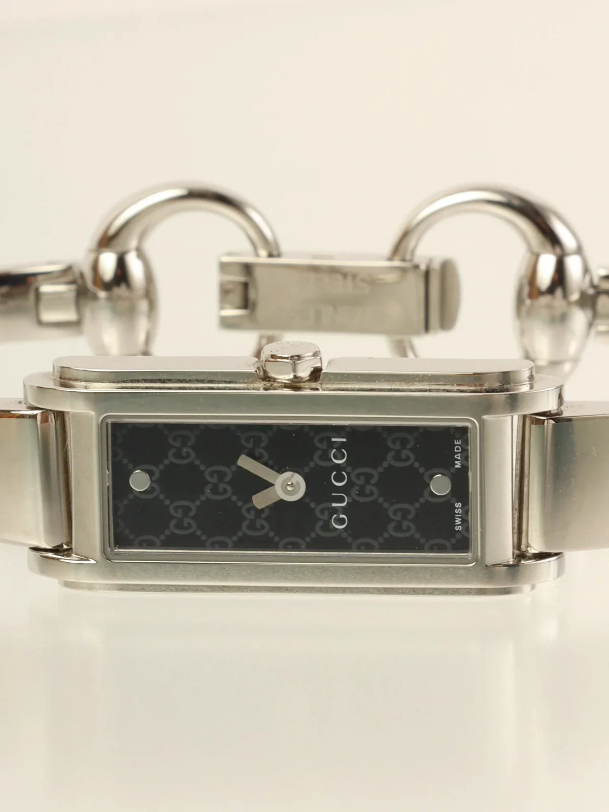 GUCCI Rectangular Gg Face Bangle Watch Silver/Black
