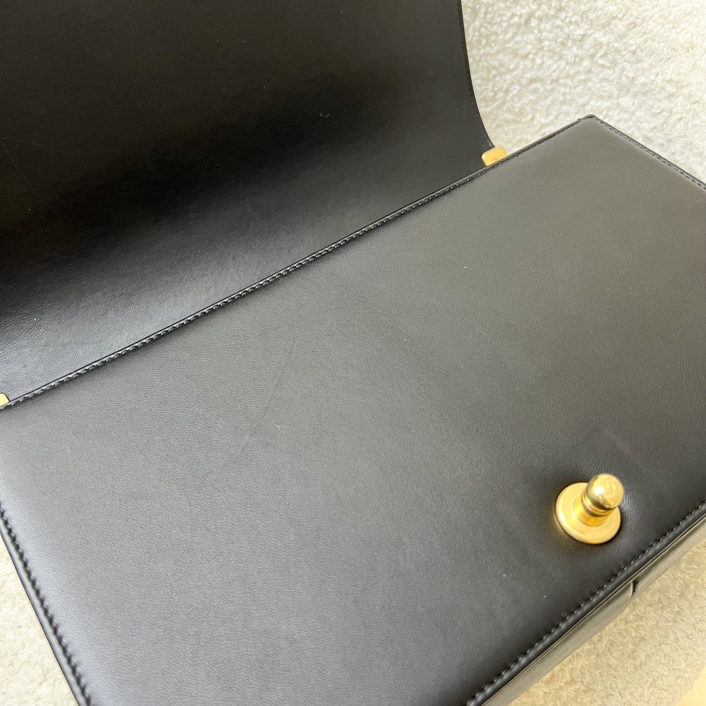 GLM-New Medium / Large 28cm Boy Flap in Black Lambskin and AGHW