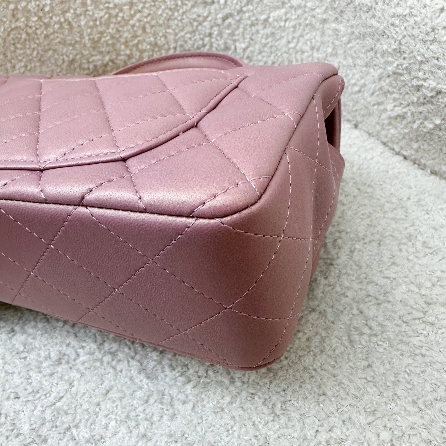 GLM-Top Handle Mini Rectangle Flap in Pink Lambskin AGHW