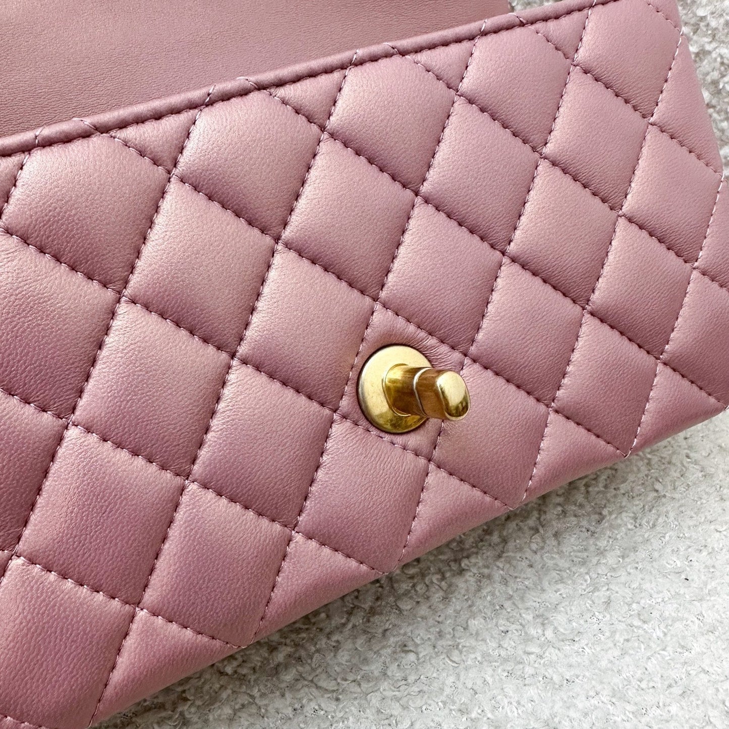 GLM-Top Handle Mini Rectangle Flap in Pink Lambskin AGHW