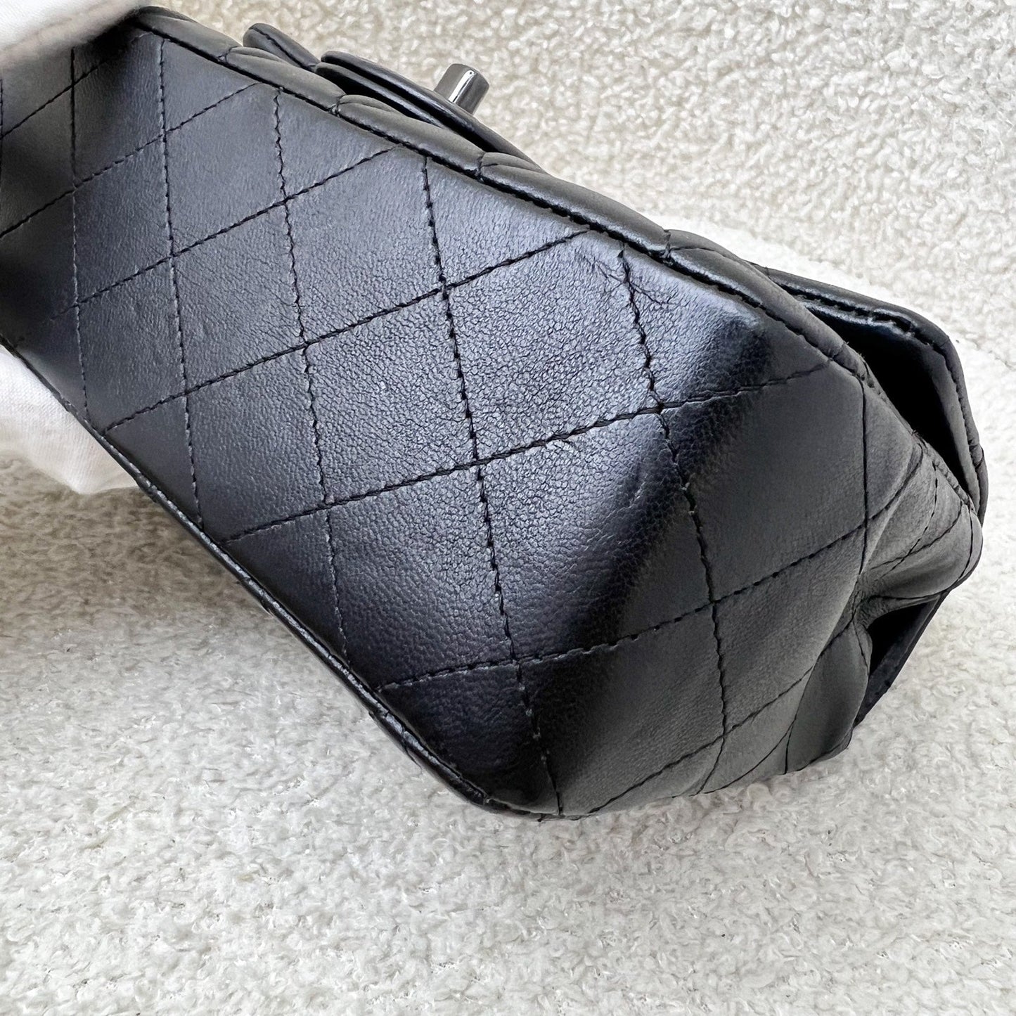 GLM-So Black Classic Mini Rectangle Flap in Black Lambskin and Black HW (Model: A69900)