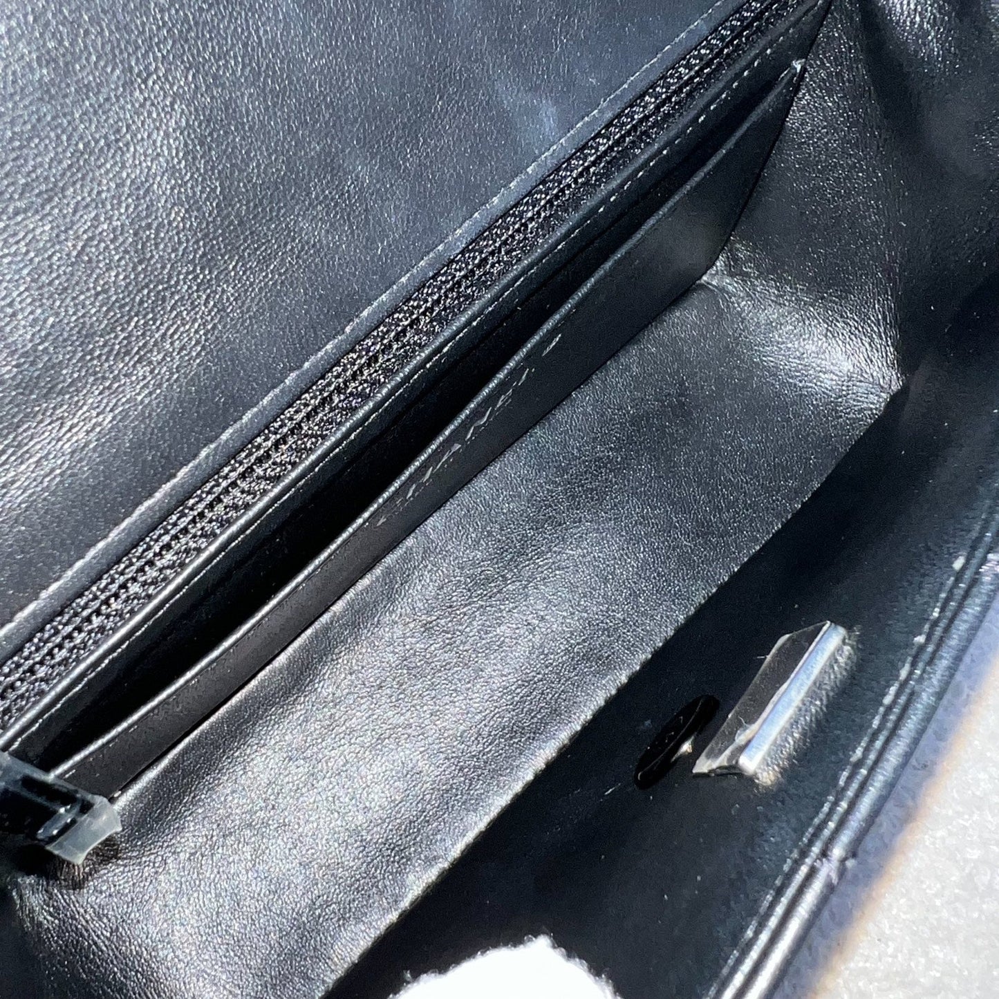 GLM-So Black Classic Mini Rectangle Flap in Black Lambskin and Black HW (Model: A69900)