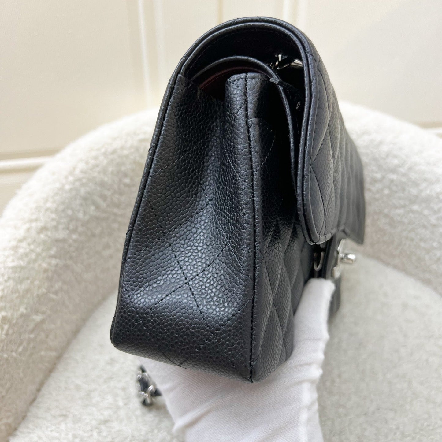 GLM-Small Classic Flap CF in Black Caviar and SHW (Model: A01113)