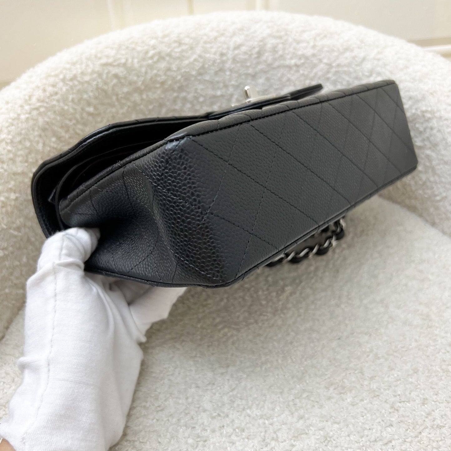 GLM-Small Classic Flap CF in Black Caviar and SHW (Model: A01113)