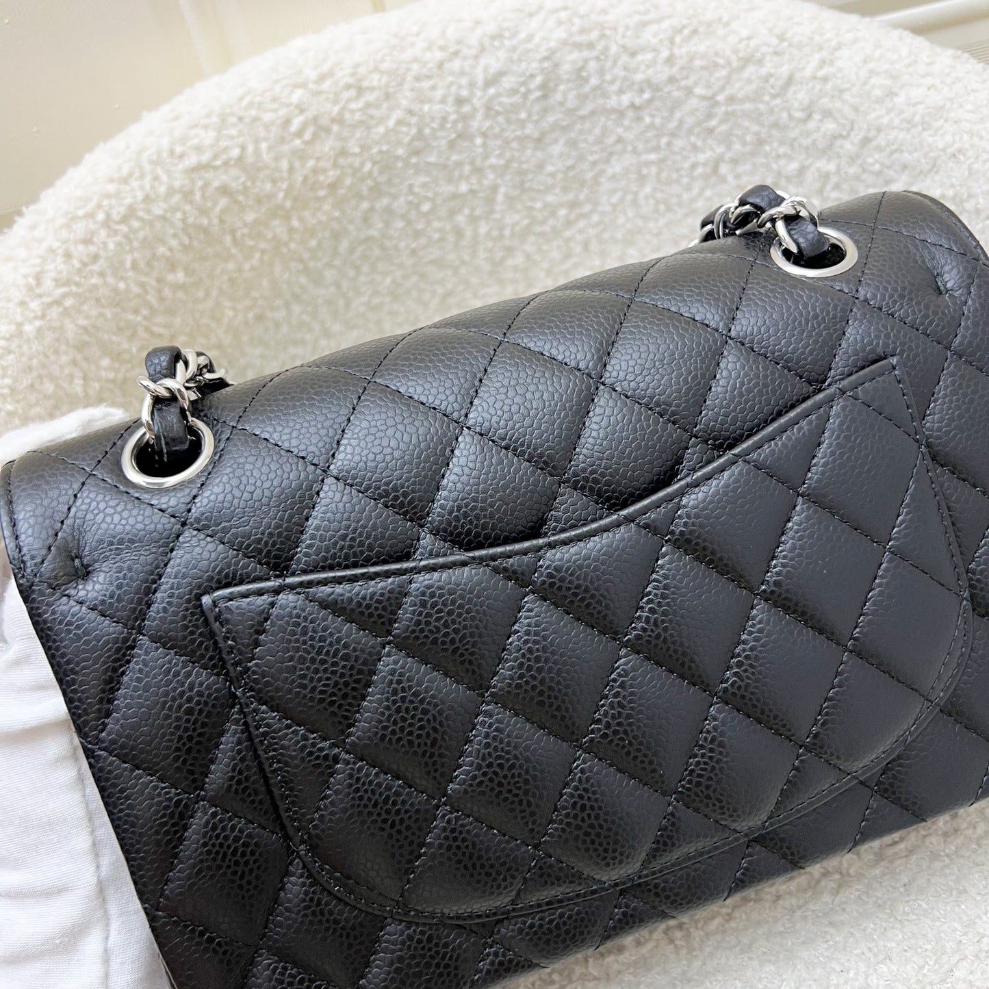 GLM-Small Classic Flap CF in Black Caviar and SHW (Model: A01113)