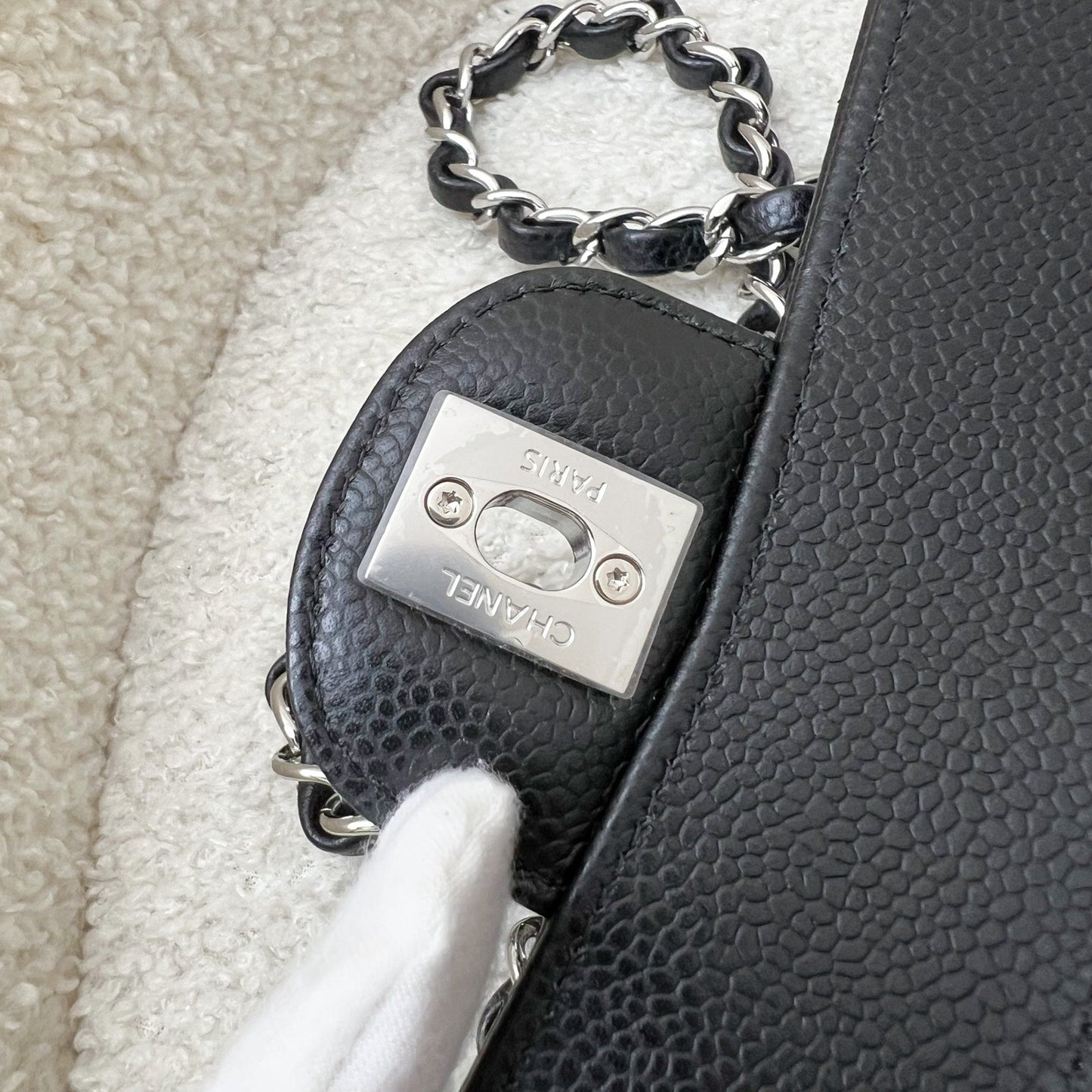 GLM-Small Classic Flap CF in Black Caviar and SHW (Model: A01113)