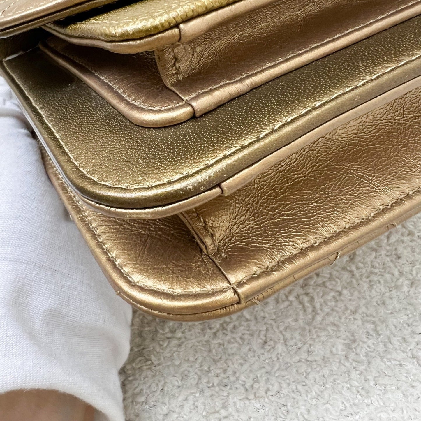 GLM-Seasonal Flap Bag in Gold Shiny Calfskin / Caviar and AGHW