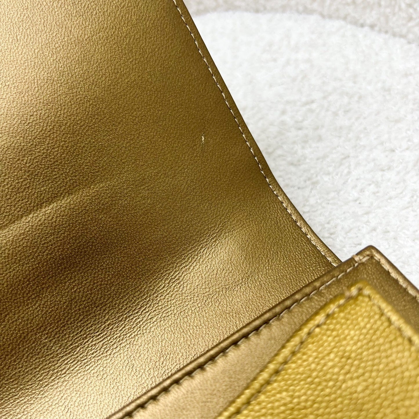 GLM-Seasonal Flap Bag in Gold Shiny Calfskin / Caviar and AGHW