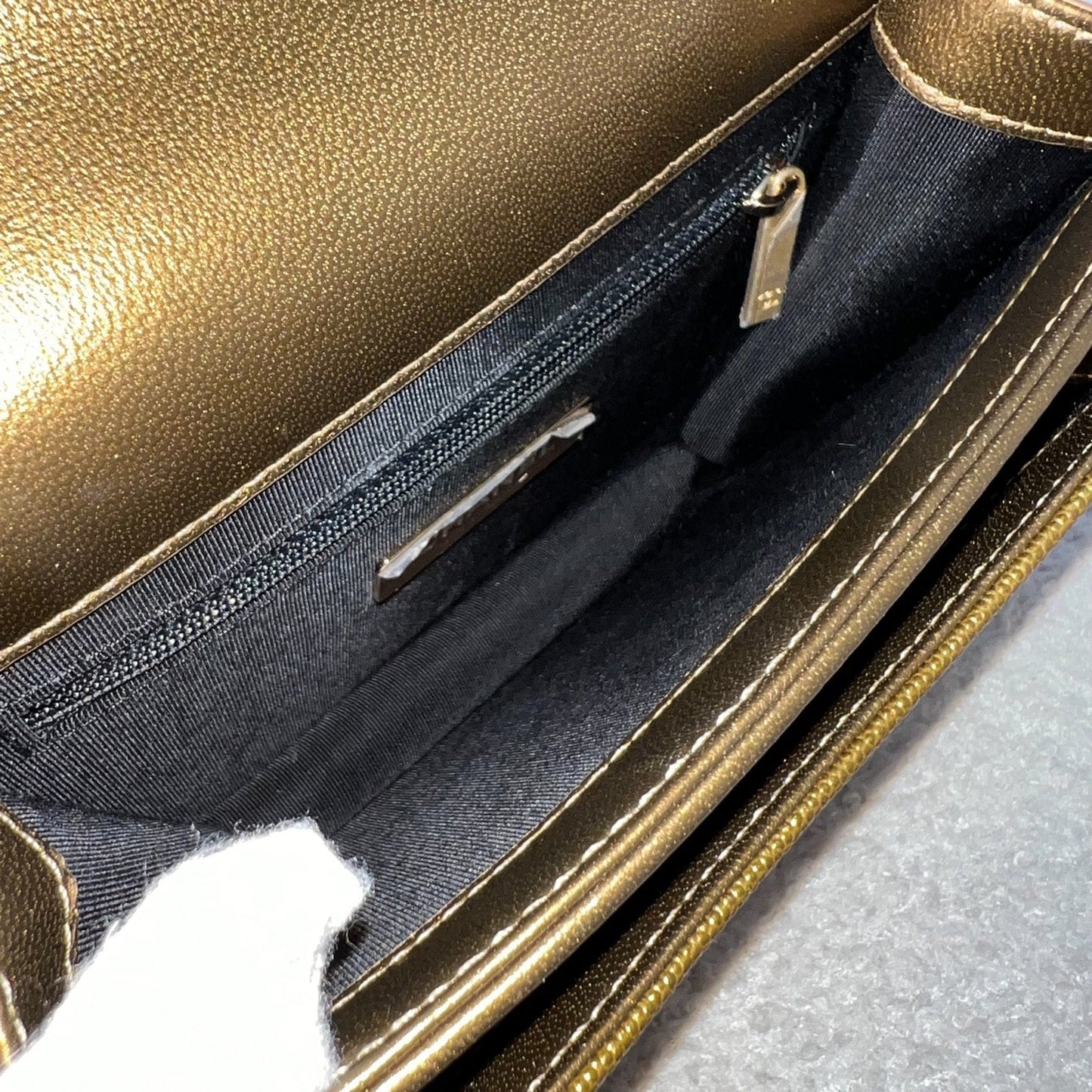 GLM-Seasonal Flap Bag in Gold Shiny Calfskin / Caviar and AGHW