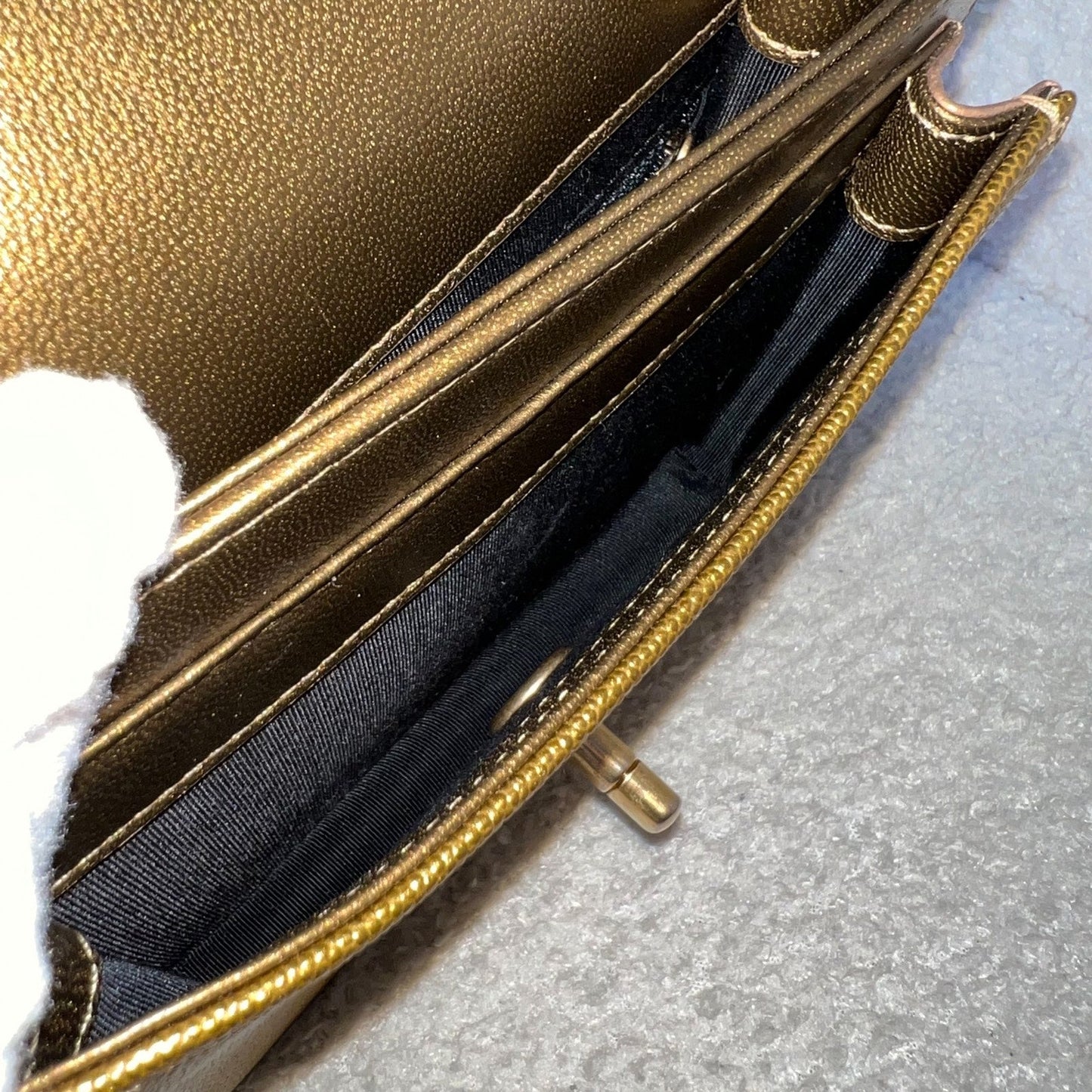 GLM-Seasonal Flap Bag in Gold Shiny Calfskin / Caviar and AGHW