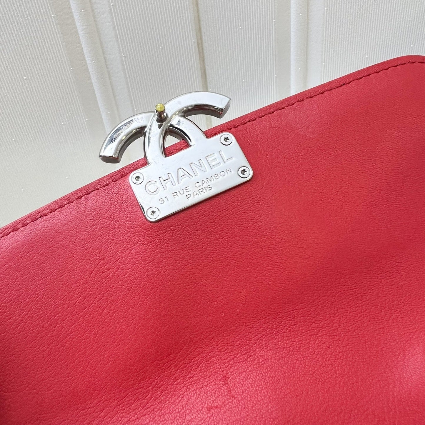 GLM-Small GLM- Box Flap in Red Grained and Quilted Calfskin and SHW