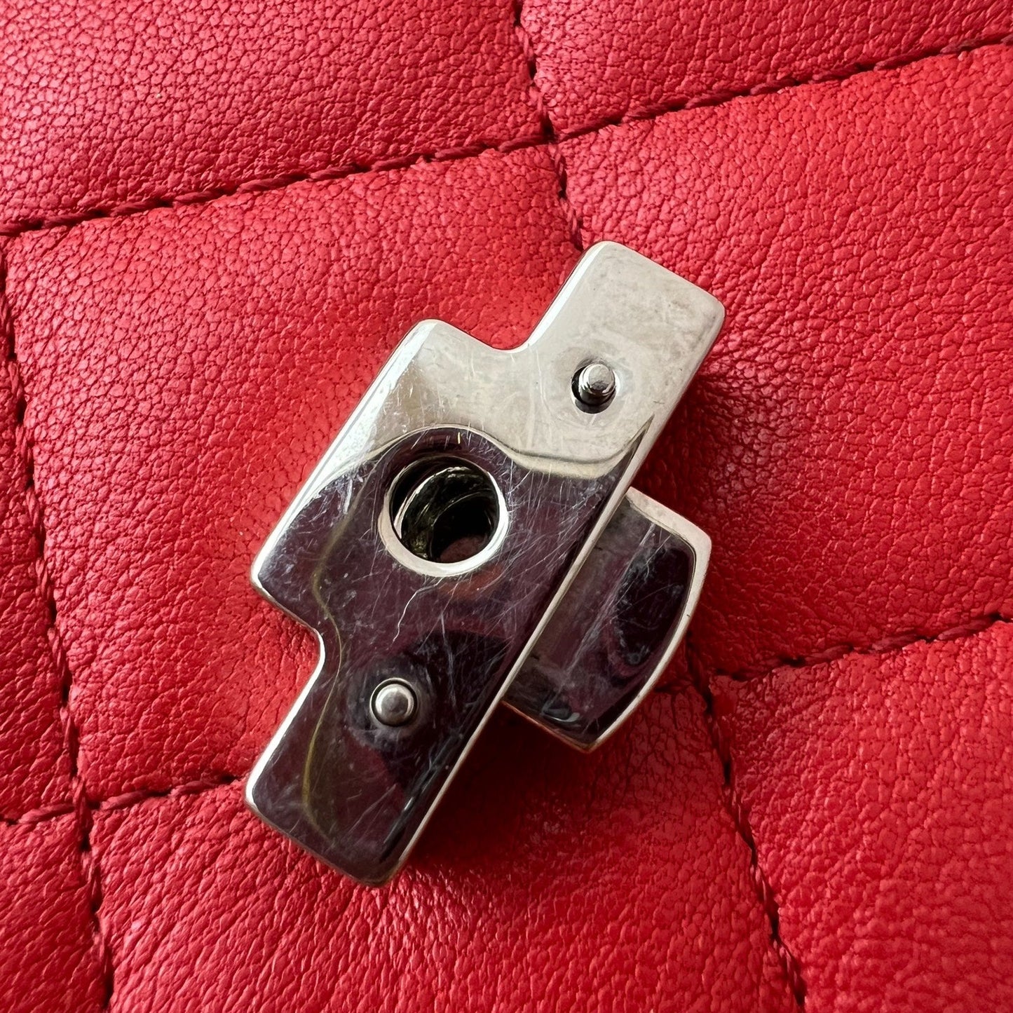 GLM-Small GLM- Box Flap in Red Grained and Quilted Calfskin and SHW