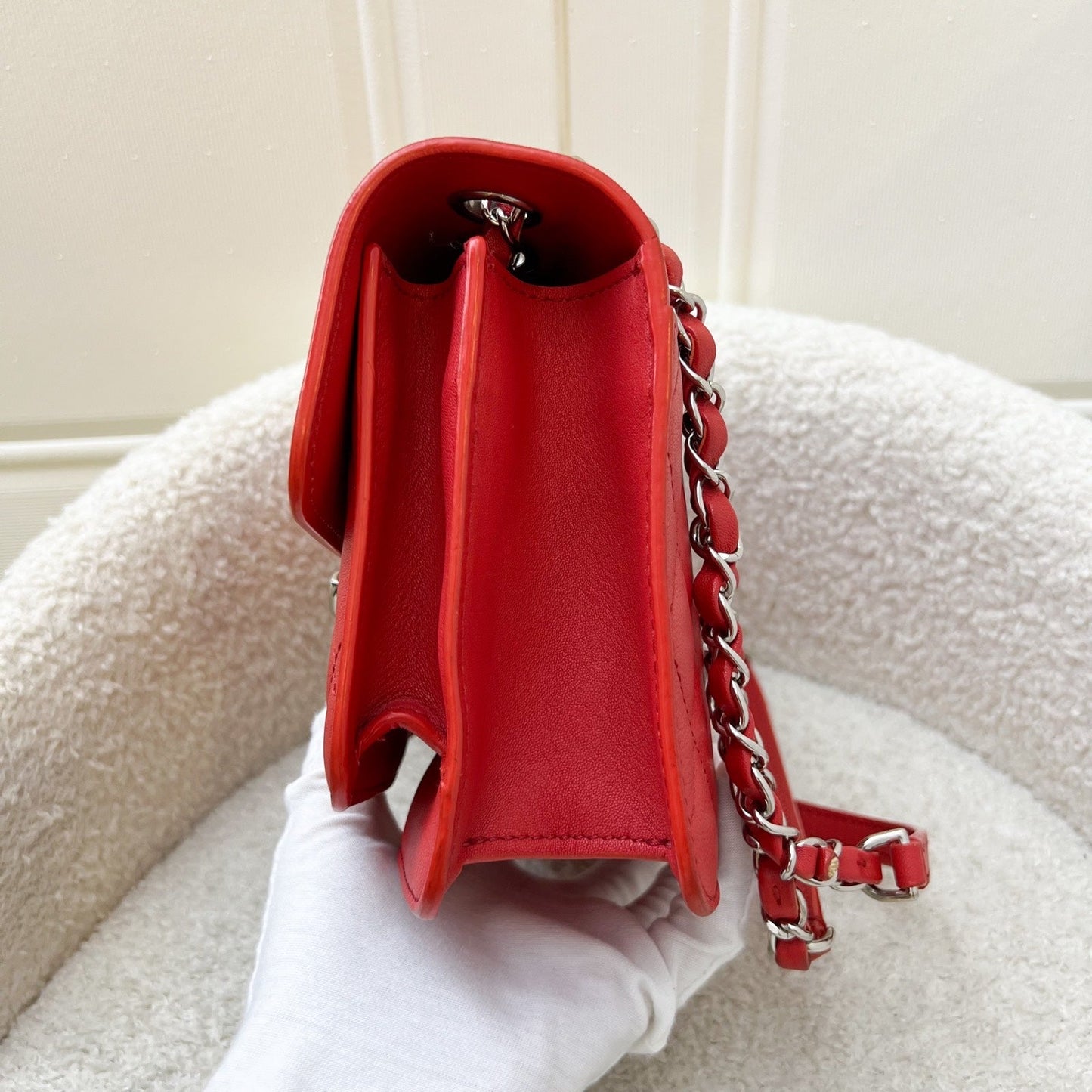 GLM-Small GLM- Box Flap in Red Grained and Quilted Calfskin and SHW
