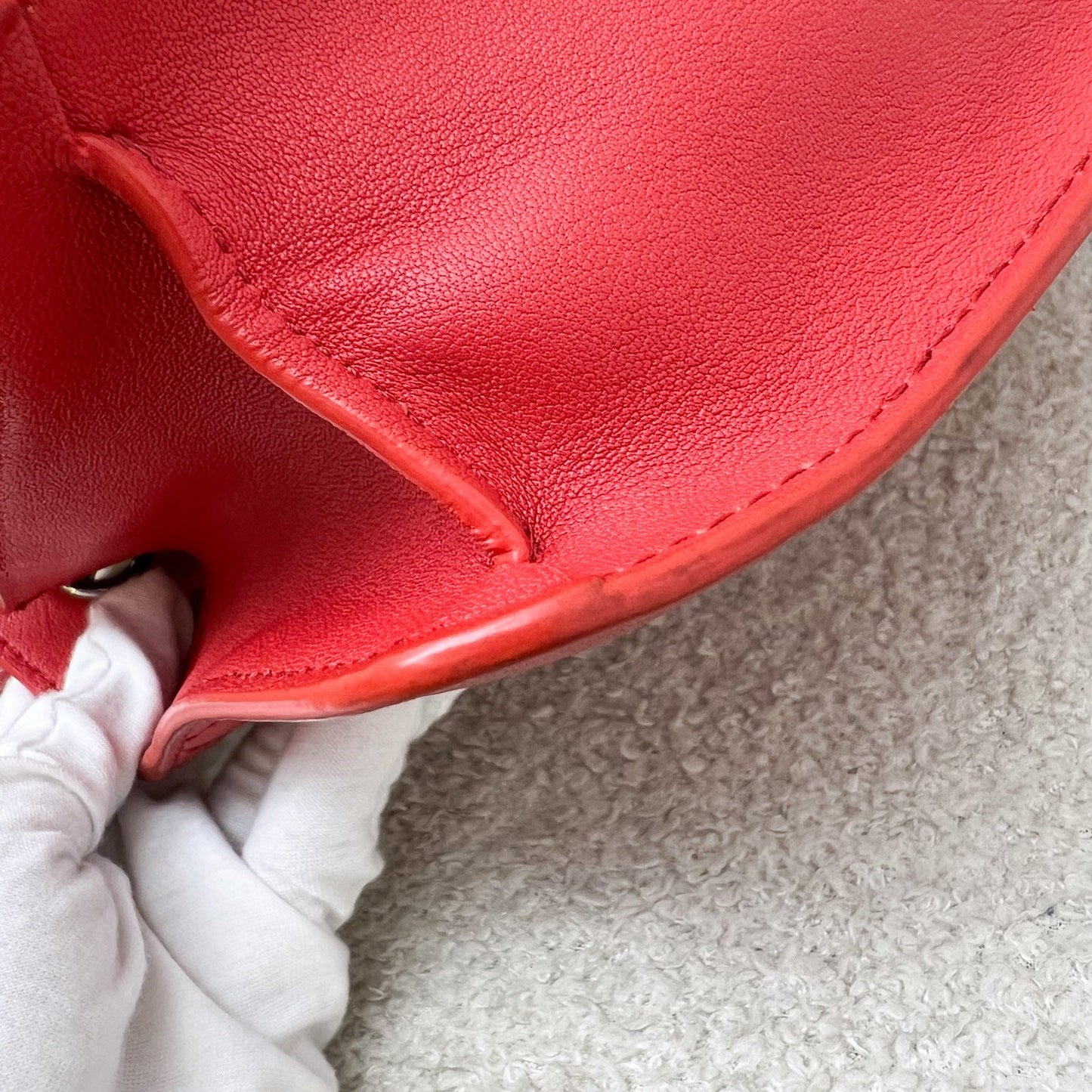GLM-Small GLM- Box Flap in Red Grained and Quilted Calfskin and SHW