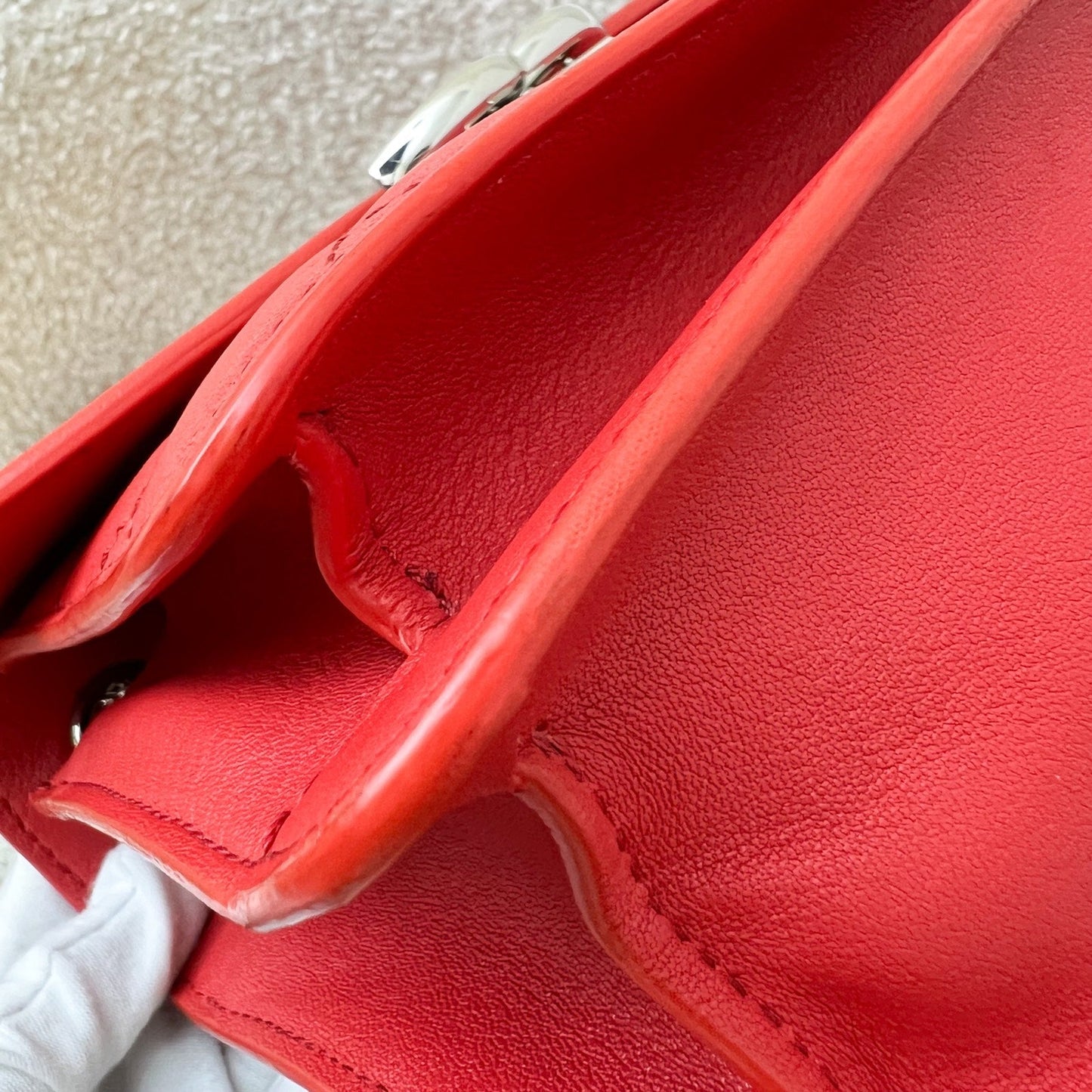 GLM-Small GLM- Box Flap in Red Grained and Quilted Calfskin and SHW
