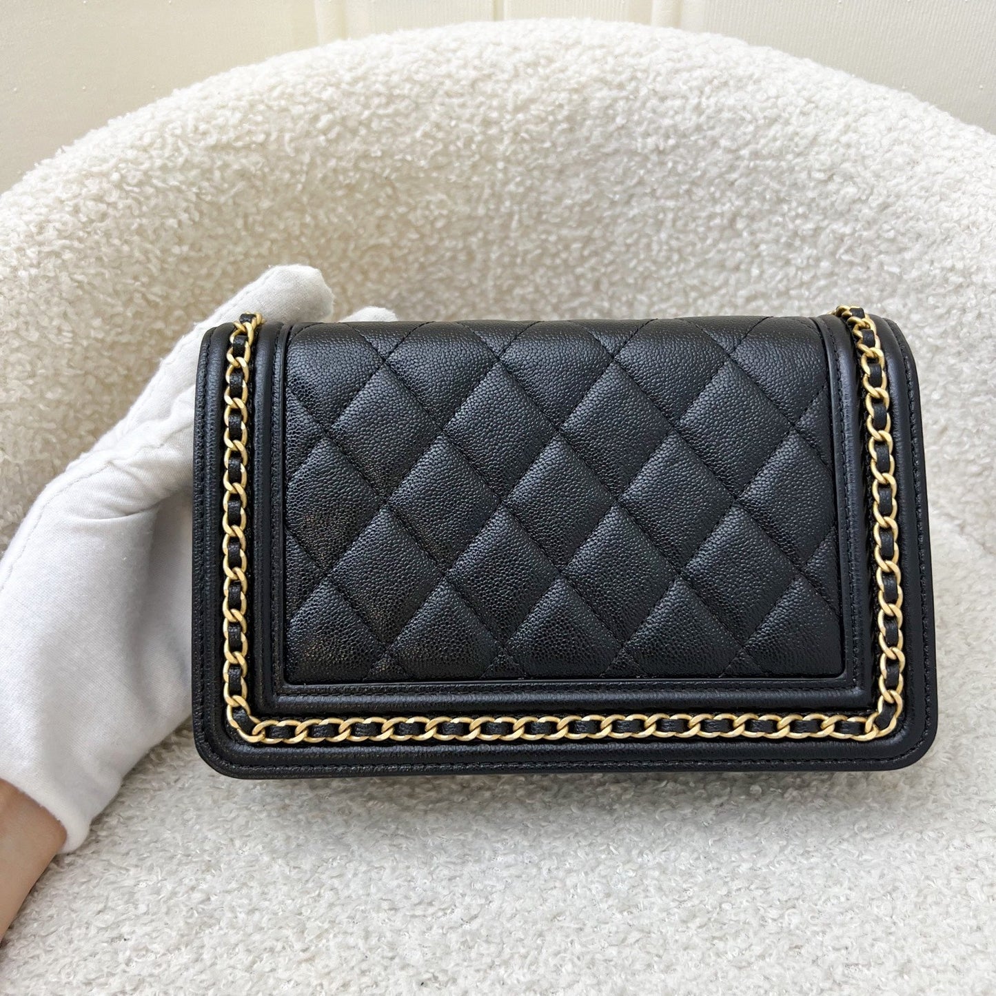 GLM-Chain Around Boy Wallet on Chain WOC in Black Caviar and AGHW