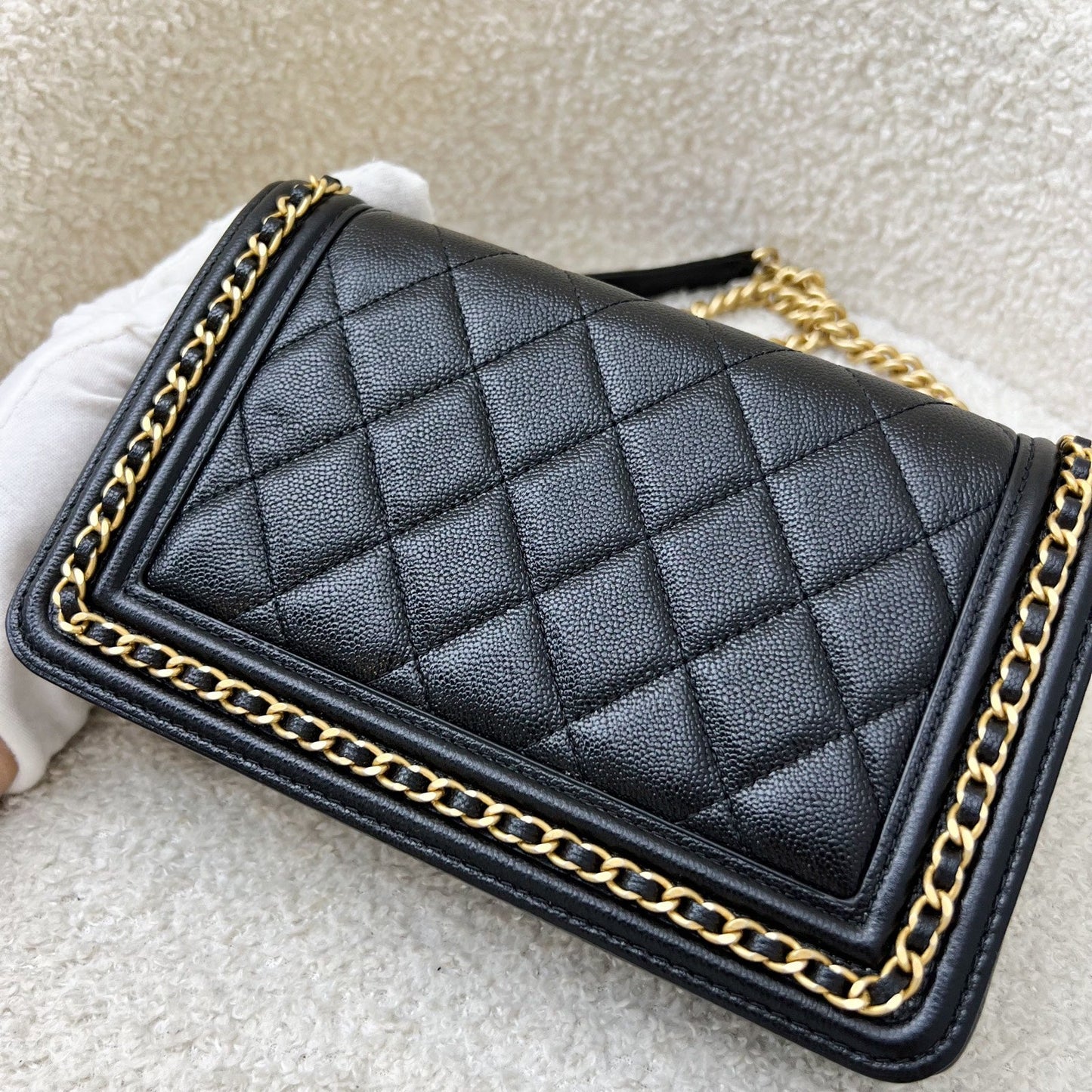 GLM-Chain Around Boy Wallet on Chain WOC in Black Caviar and AGHW