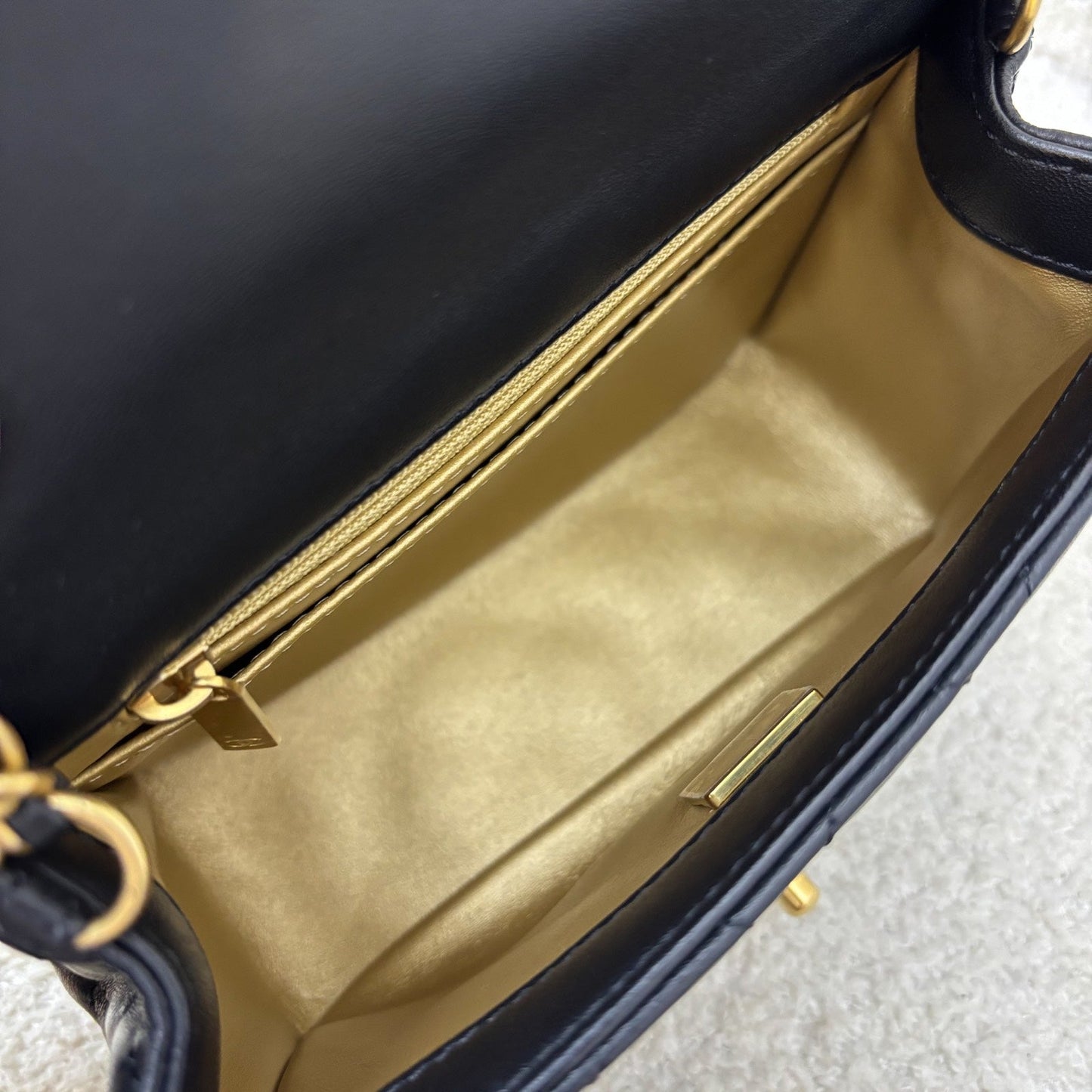 GLM-22C Pearl Crush Square Mini Flap in Black Lambskin and AGHW (Model: AS1786)