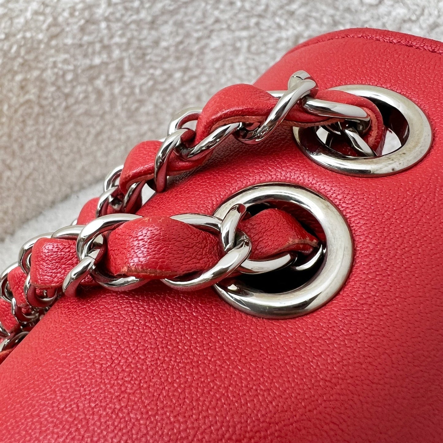 GLM-Small GLM- Box Flap in Red Grained and Quilted Calfskin and SHW