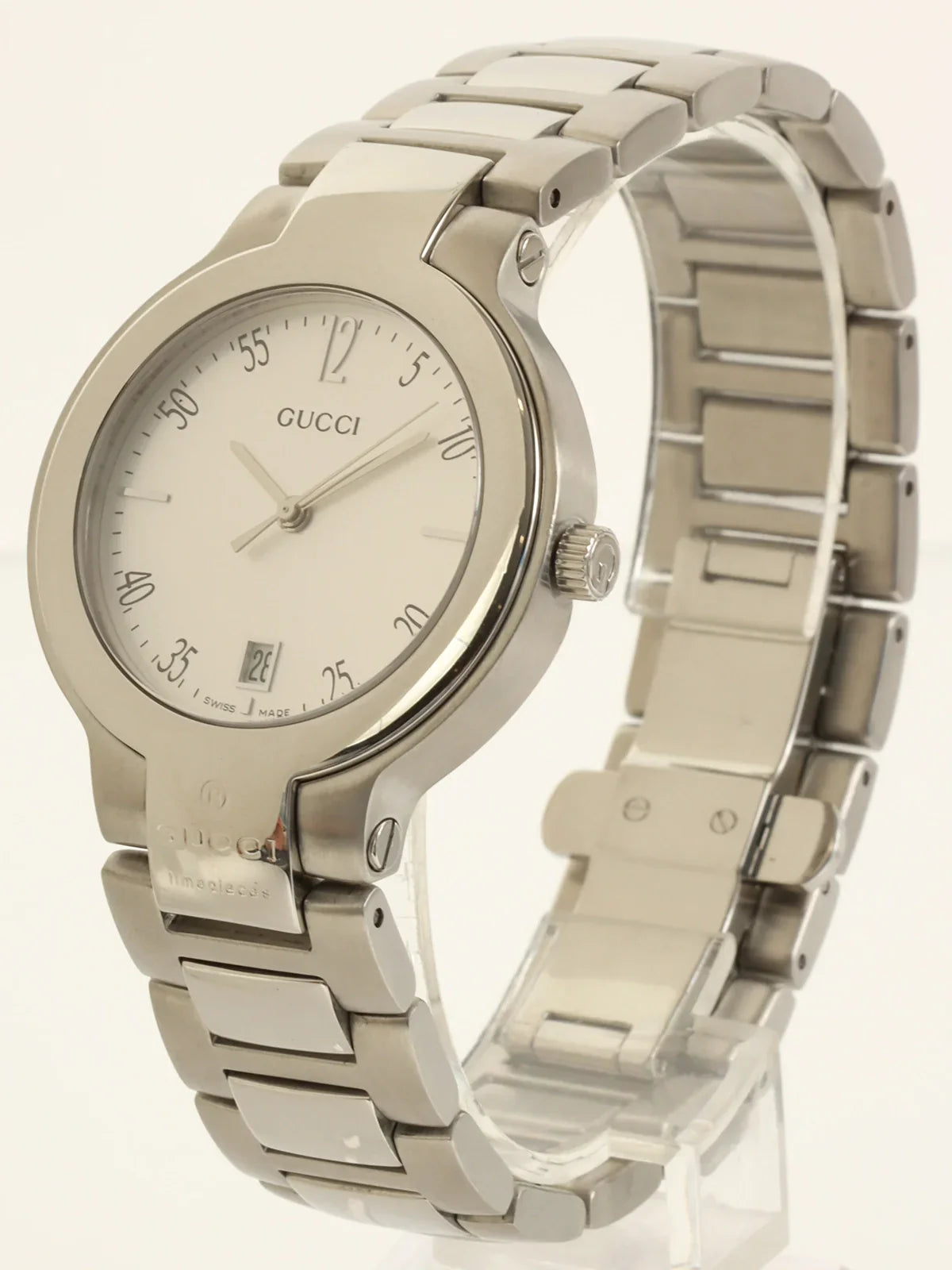 GUCCI Boys Round Logo Face Watch Silver