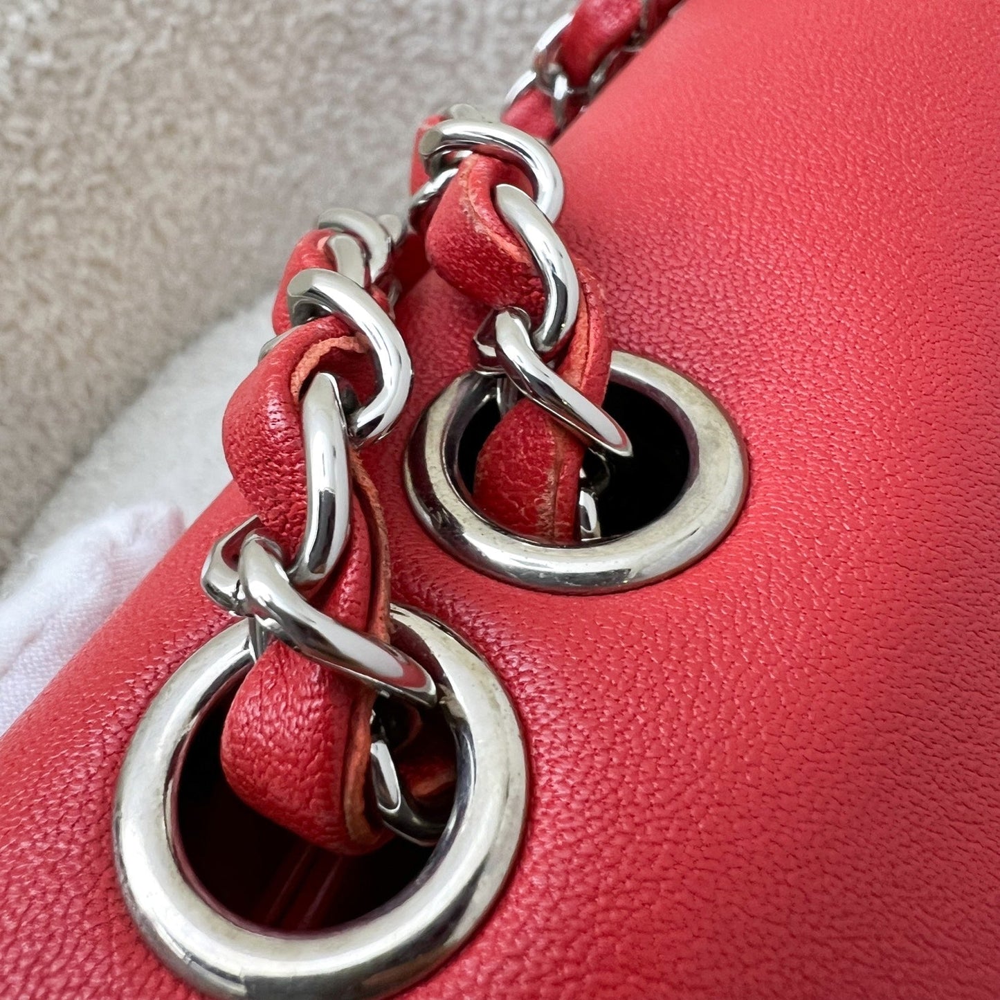 GLM-Small GLM- Box Flap in Red Grained and Quilted Calfskin and SHW