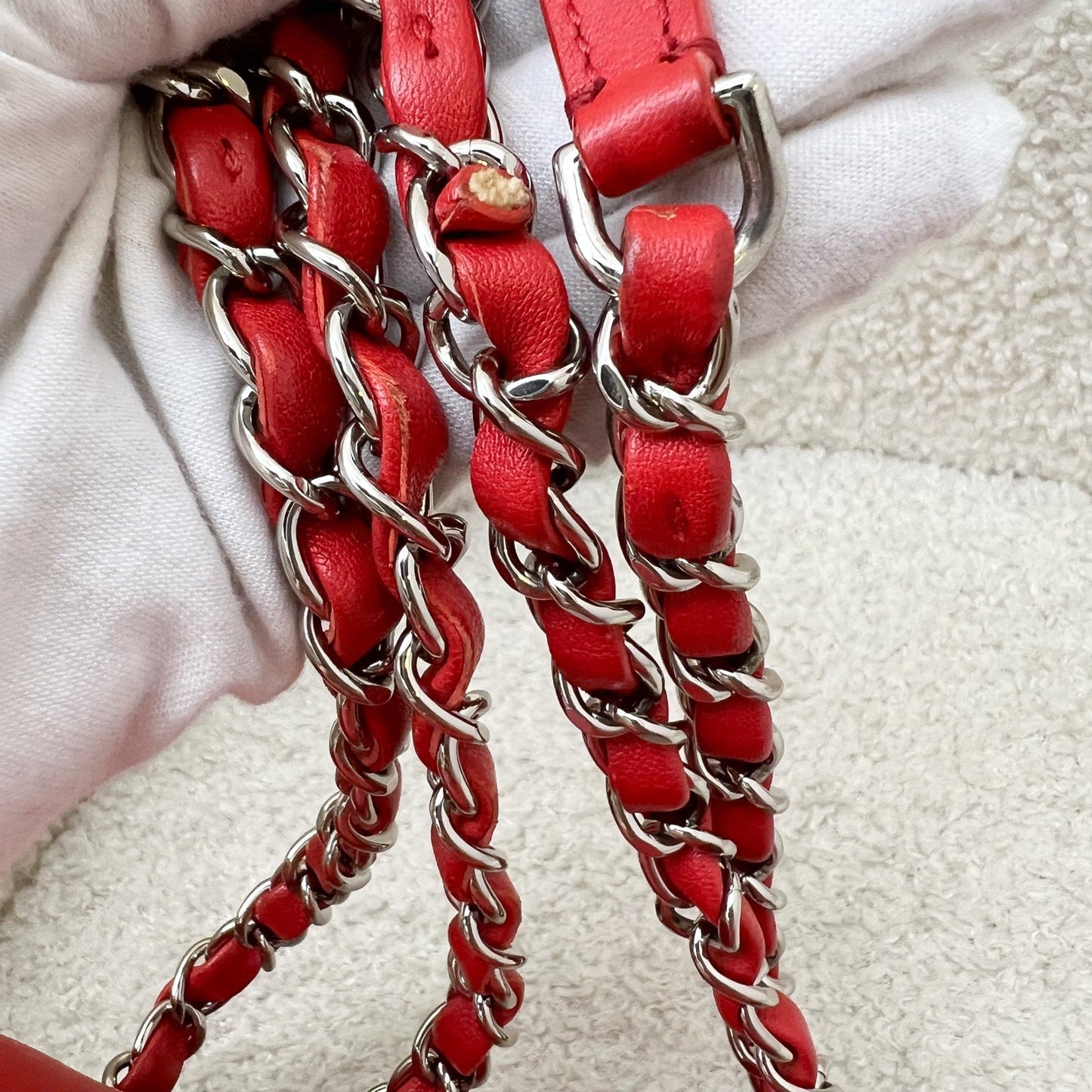 GLM-Small GLM- Box Flap in Red Grained and Quilted Calfskin and SHW