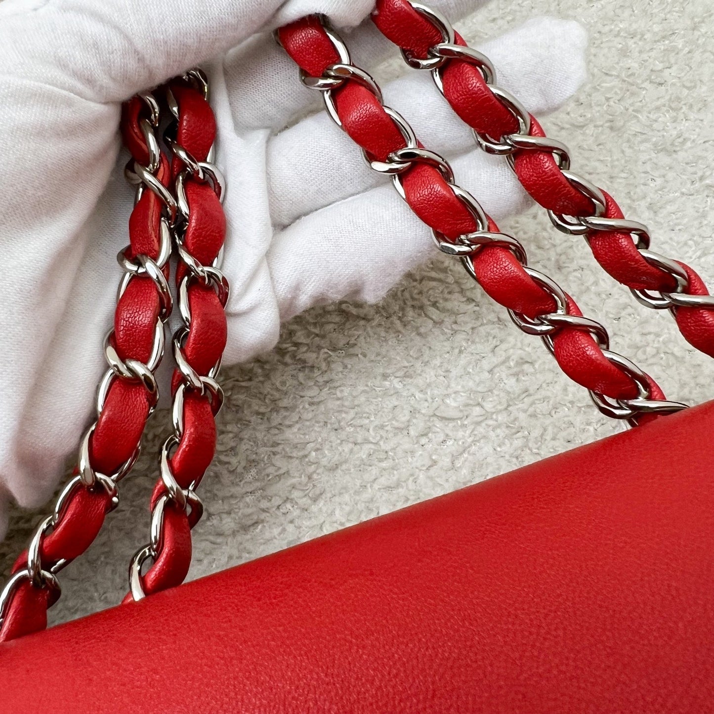 GLM-Small GLM- Box Flap in Red Grained and Quilted Calfskin and SHW