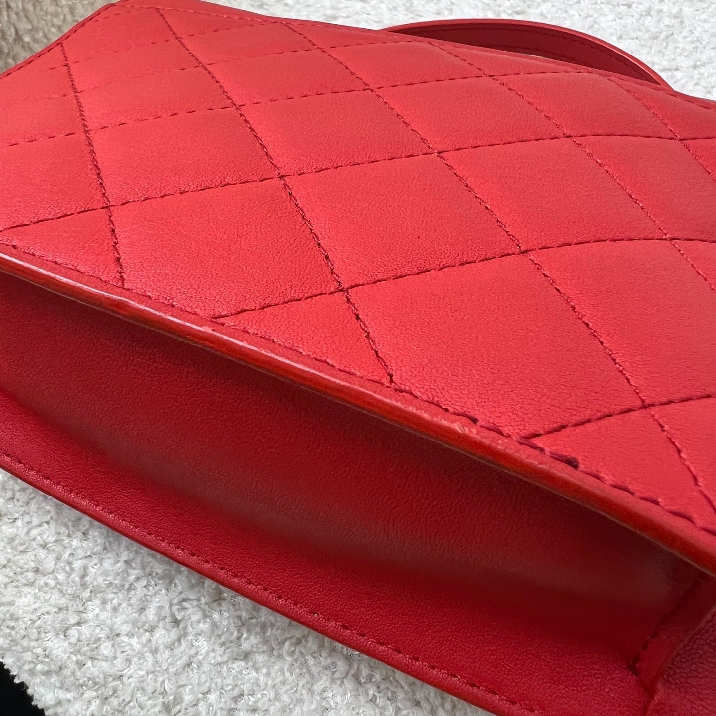 GLM-Small GLM- Box Flap in Red Grained and Quilted Calfskin and SHW