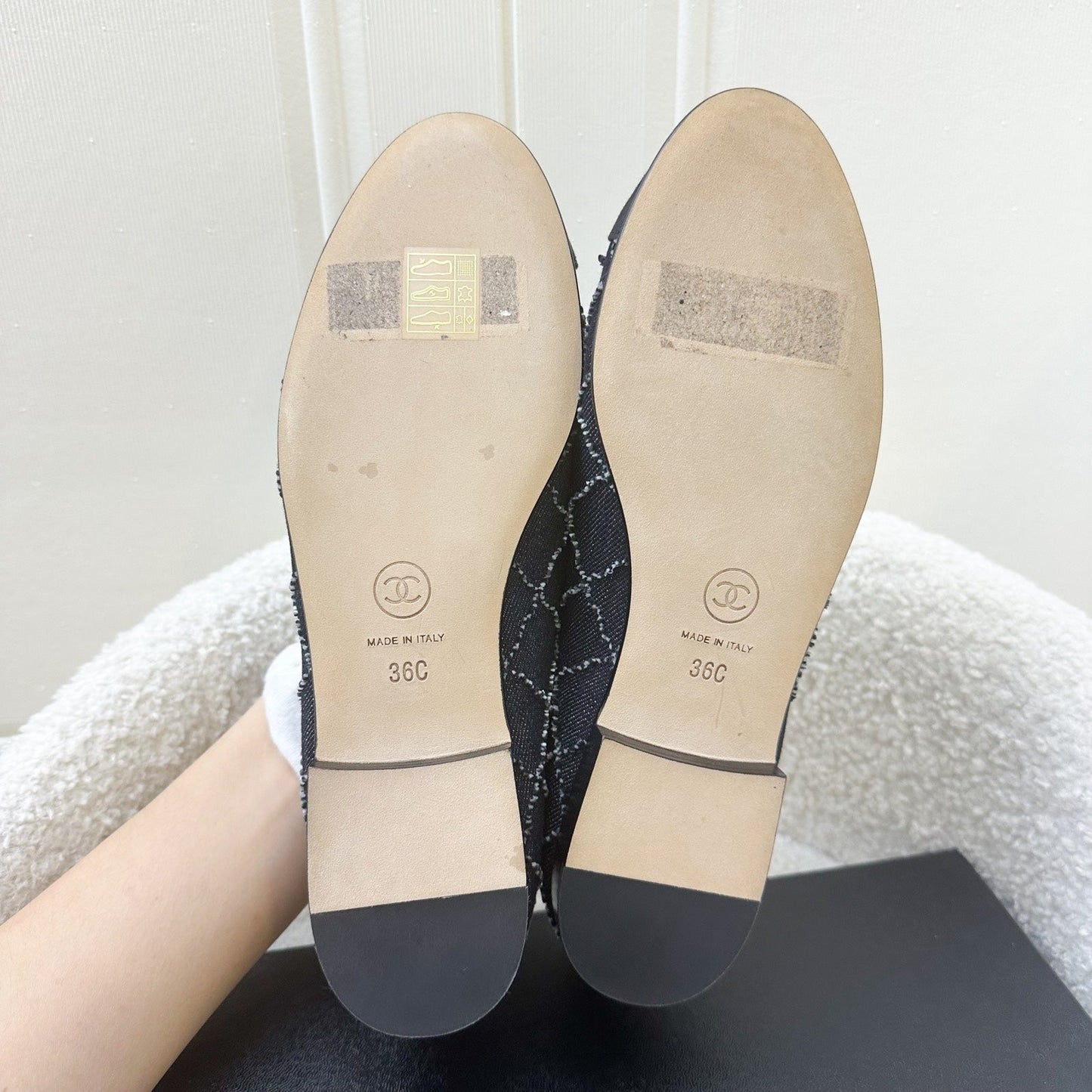 GLM-Classic Ballerina Pumps in Embroidered Denim / Black Gosgrain Size 36
