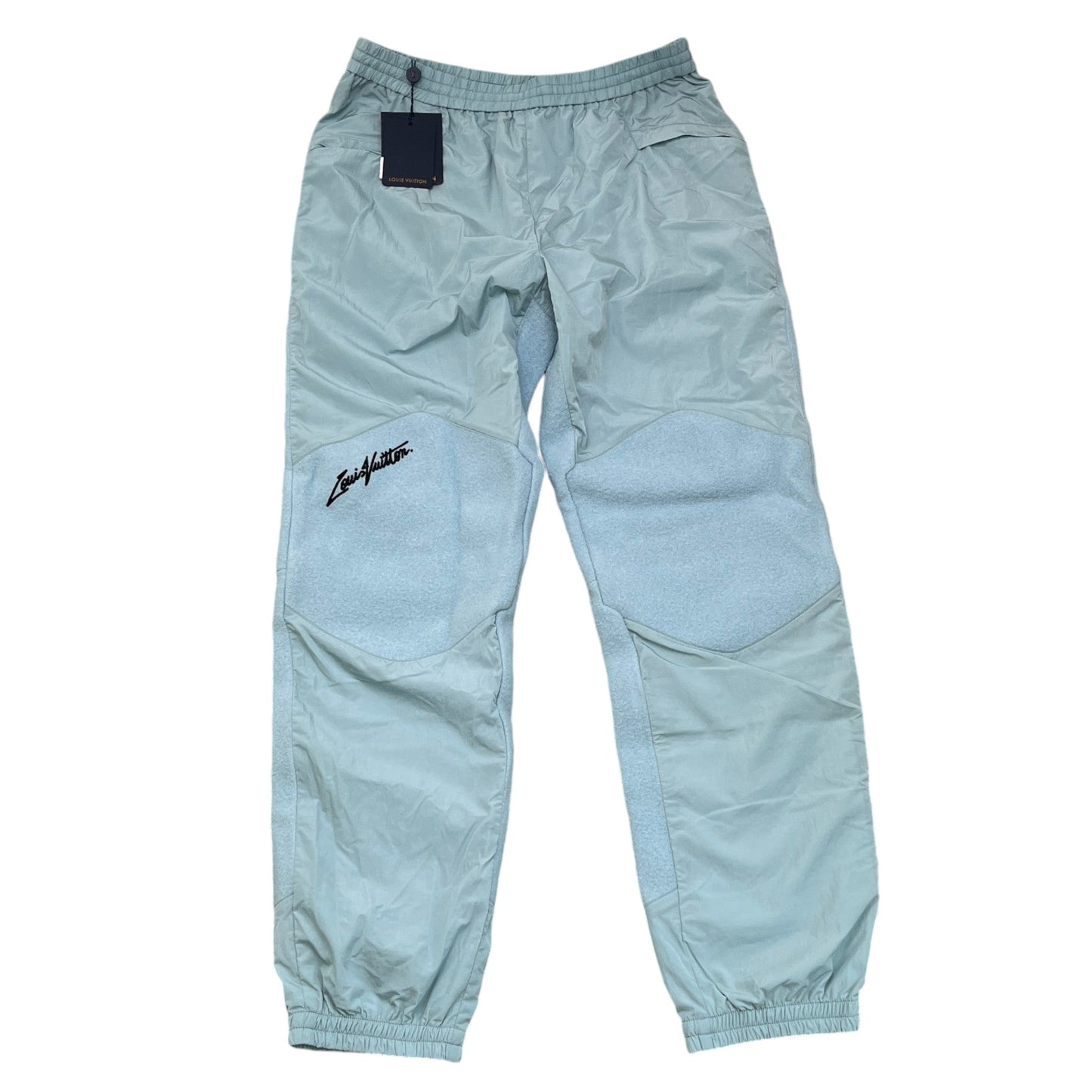 Men's Mixed Material Track Logo Trousers Blue Size L