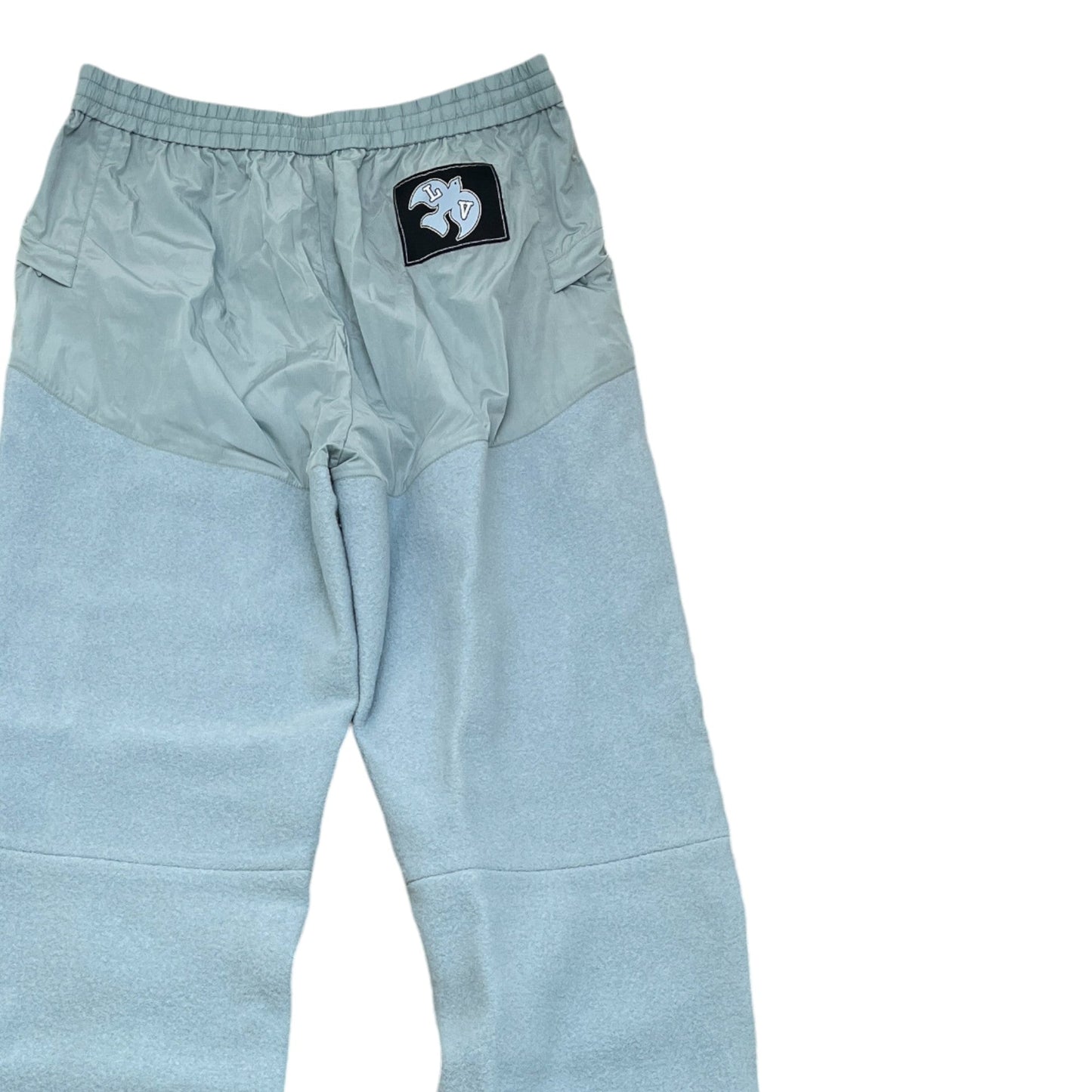 Men's Mixed Material Track Logo Trousers Blue Size L