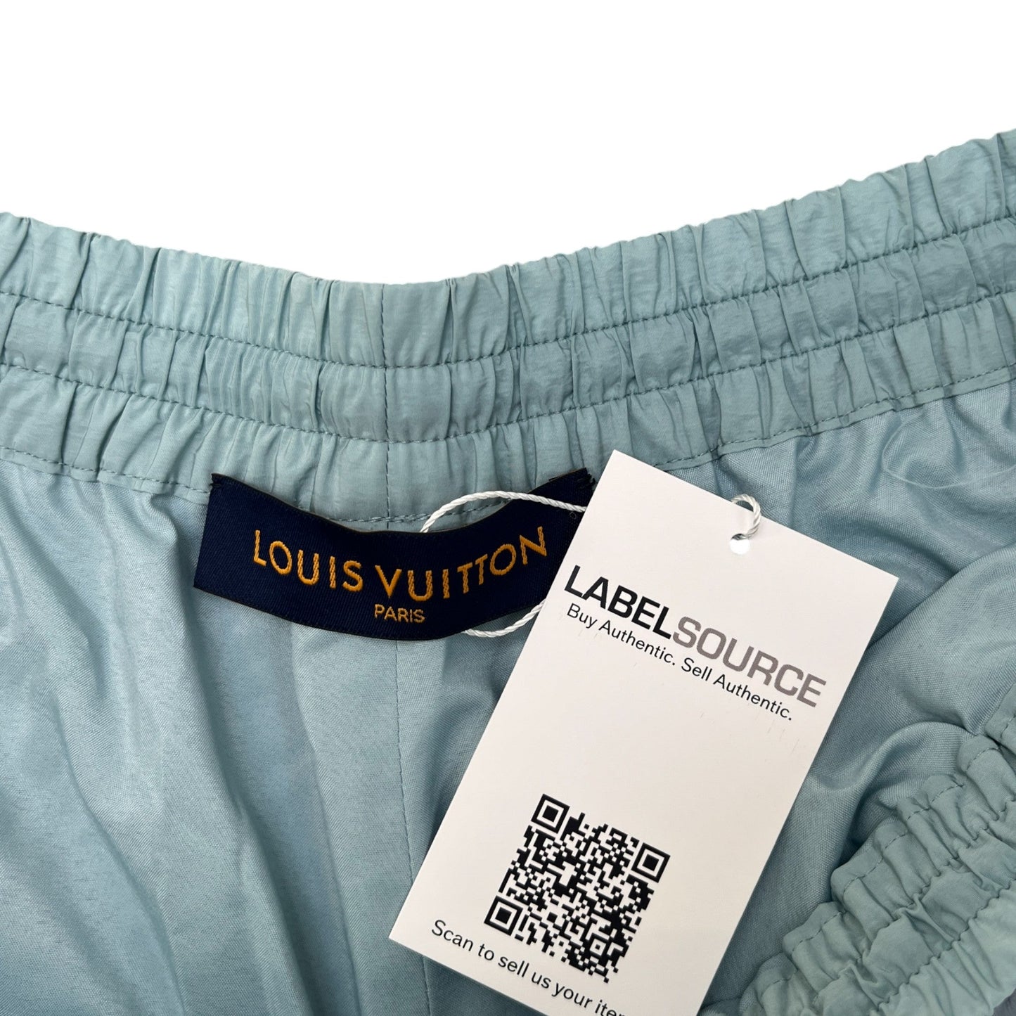 Men's Mixed Material Track Logo Trousers Blue Size L