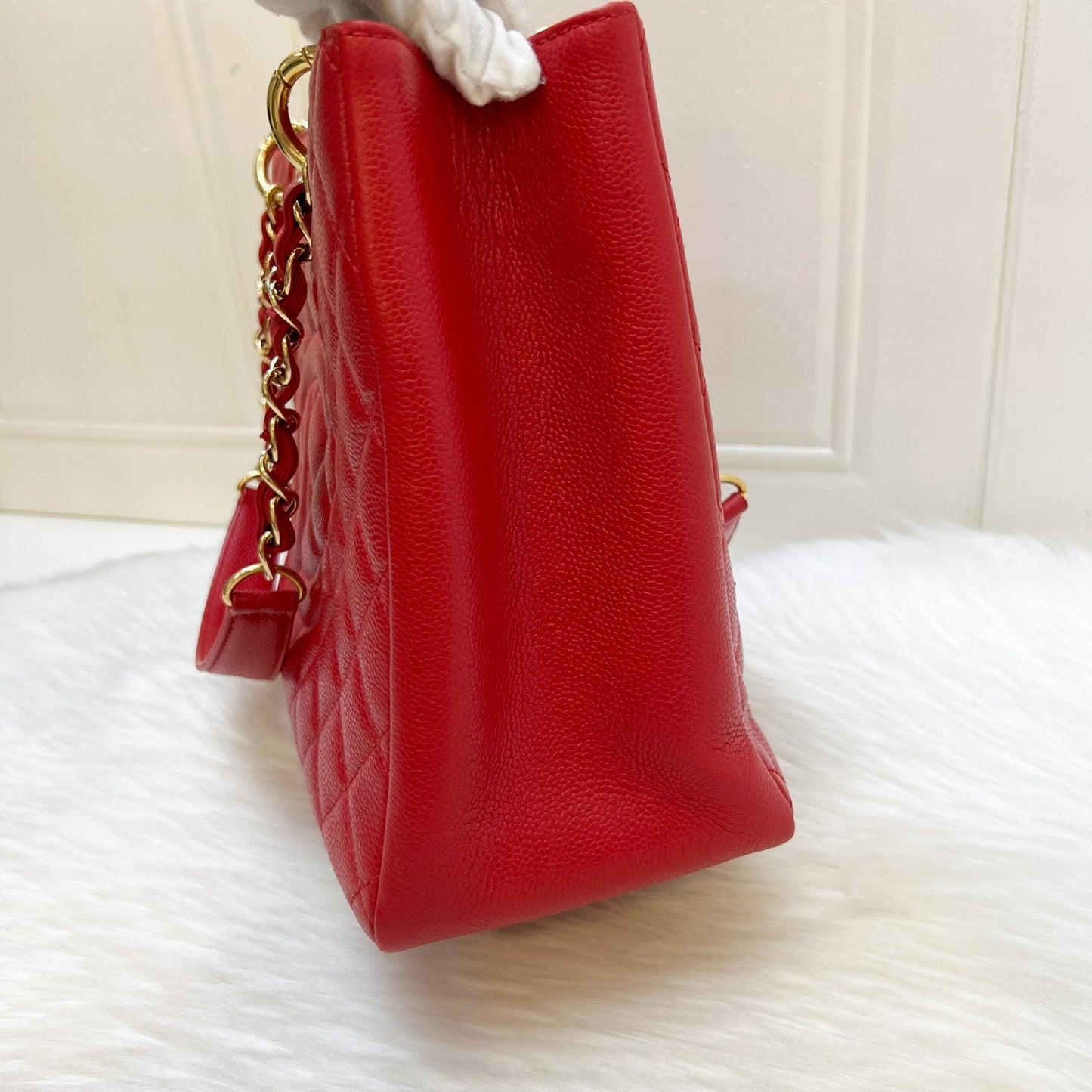 GLM-Grand Shopping Tote GST in Red Caviar and GHW