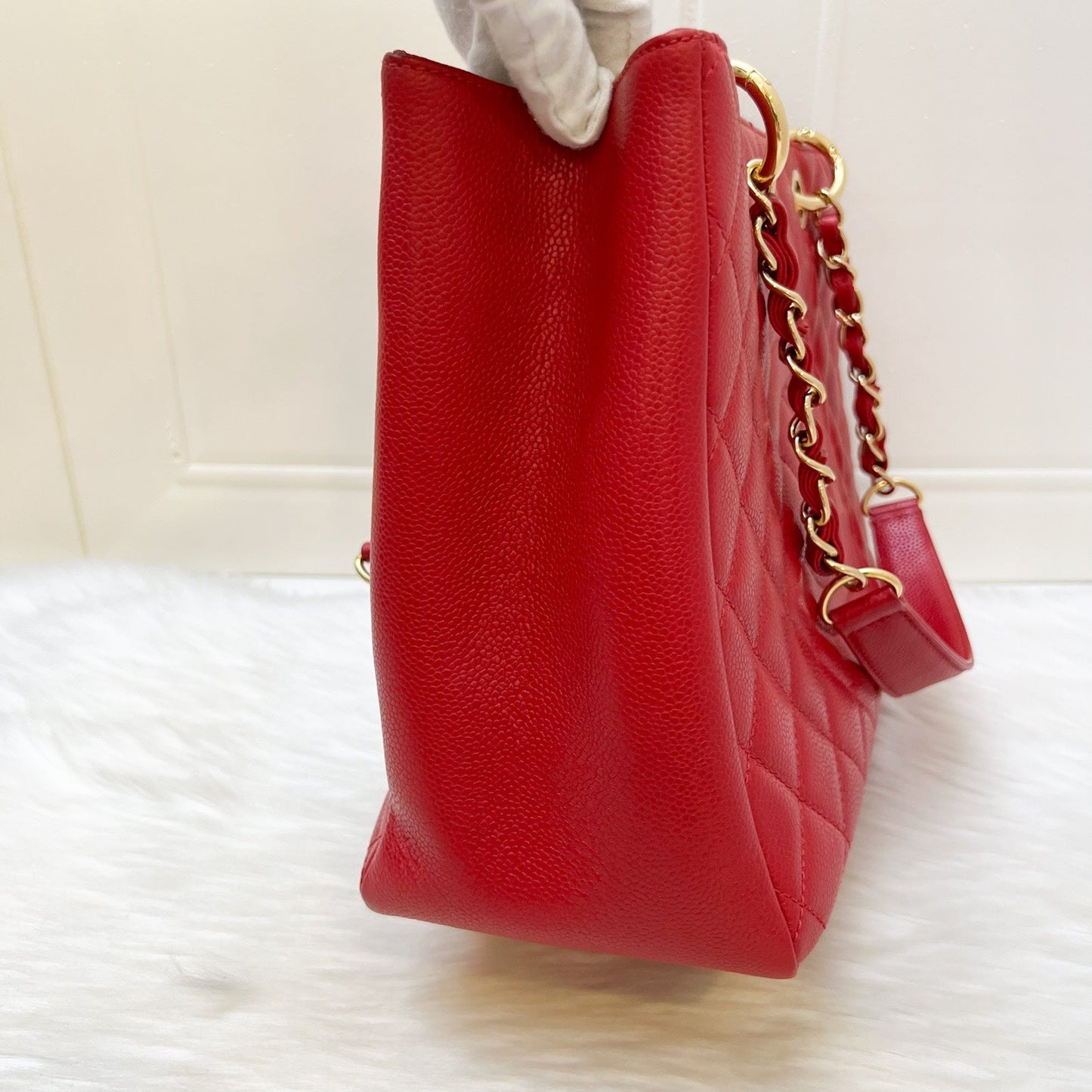 GLM-Grand Shopping Tote GST in Red Caviar and GHW