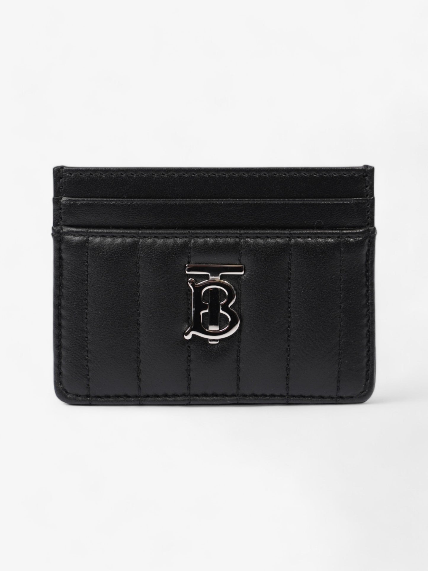 Burberry Lola Card Holder Black / Silver Lambskin Leather
