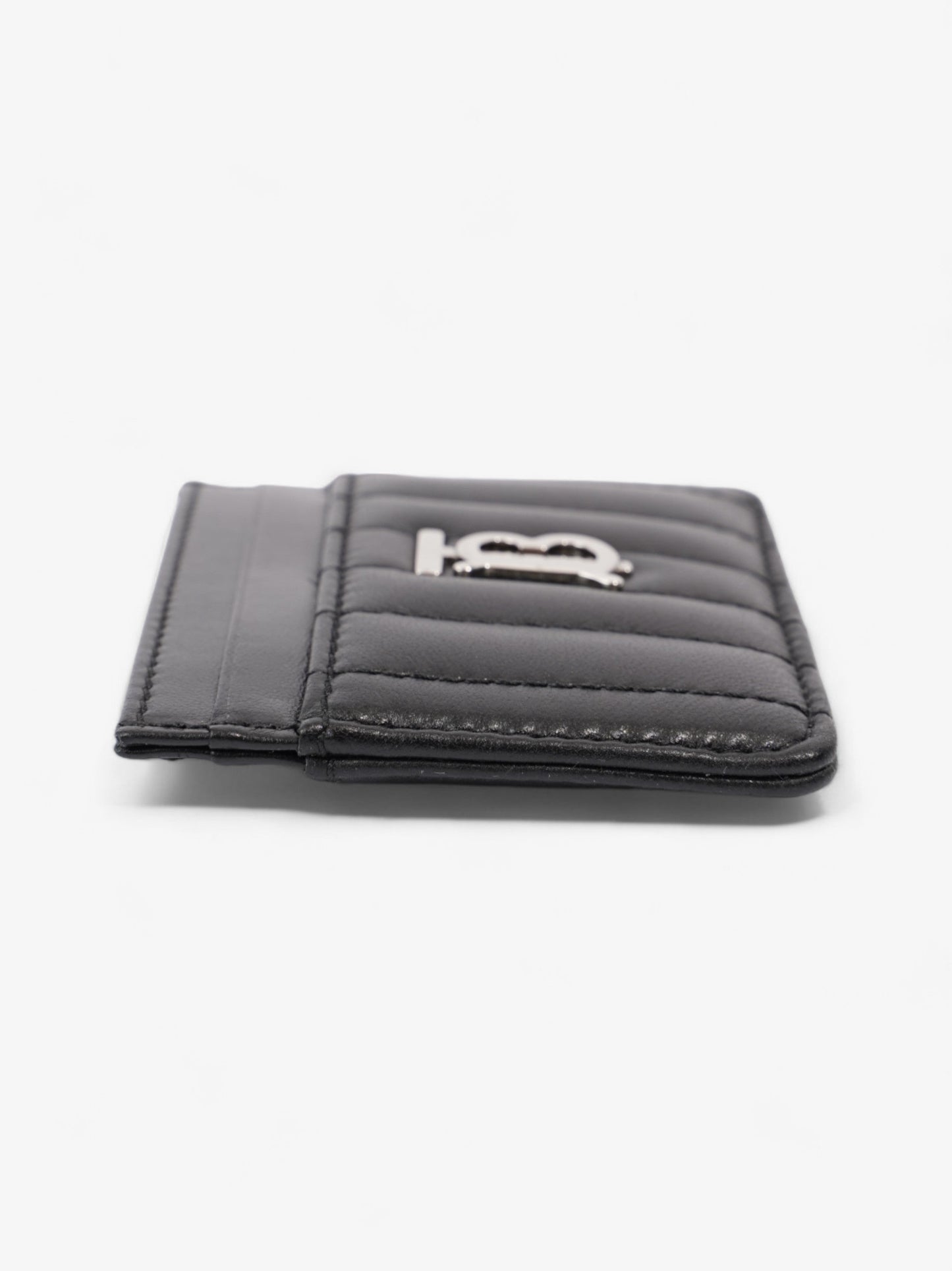 Burberry Lola Card Holder Black / Silver Lambskin Leather