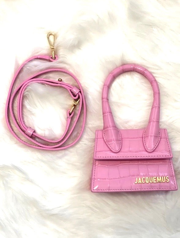 JACQUEMUS LE CHIQUITO MINI CROC EMBOSSED LEATHER CROSSBODY BAG