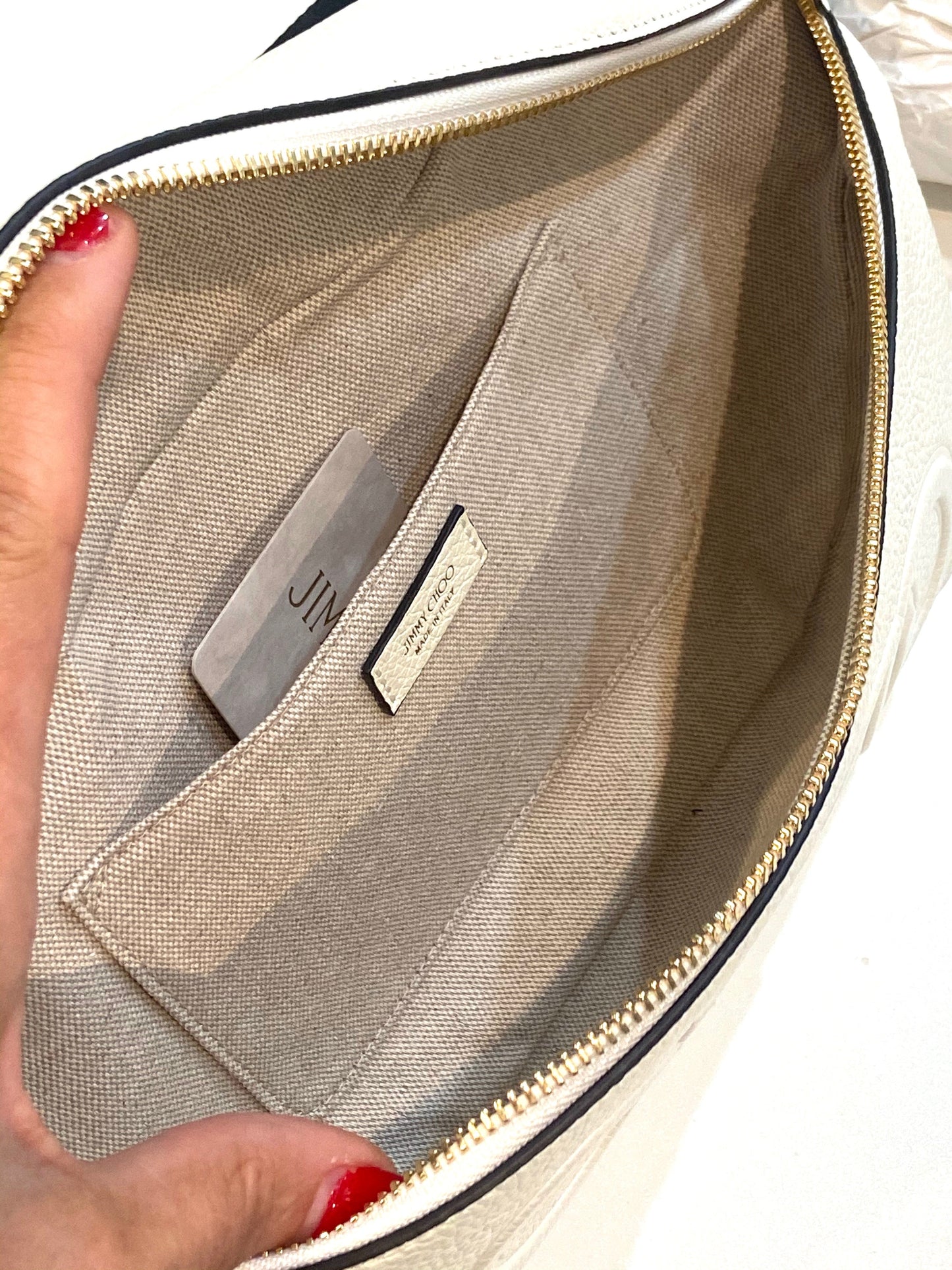 JIMMY CHOO GRAINED CALFSKIN LEATHER BELT BAG