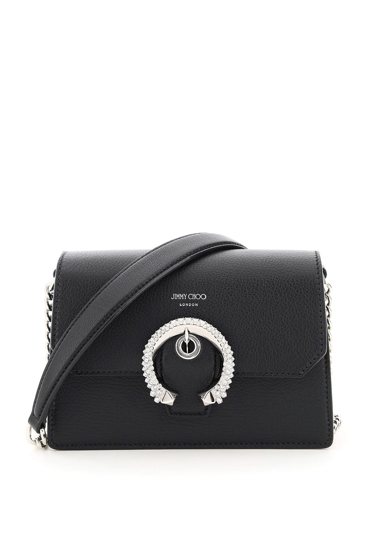 JIMMY CHOO MADELINE GOAT LEATHER SWAROVSKI CRYSTAL CROSSBODY
