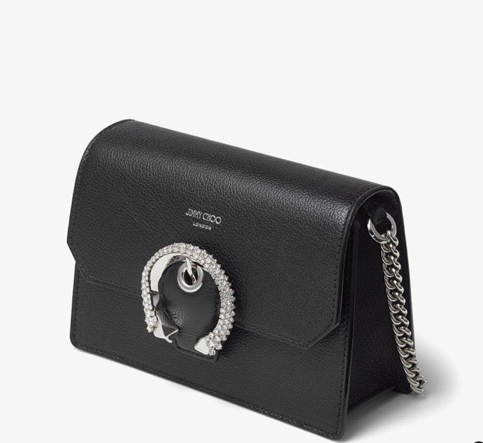 JIMMY CHOO MADELINE GOAT LEATHER SWAROVSKI CRYSTAL CROSSBODY