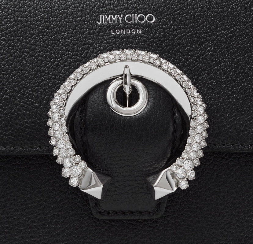 JIMMY CHOO MADELINE GOAT LEATHER SWAROVSKI CRYSTAL CROSSBODY