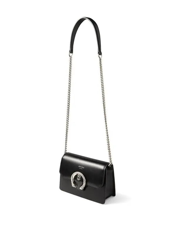 JIMMY CHOO MADELINE GOAT LEATHER SWAROVSKI CRYSTAL CROSSBODY