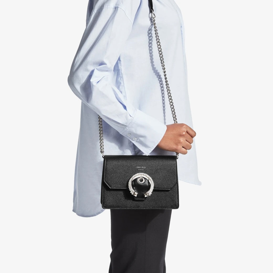 JIMMY CHOO MADELINE GOAT LEATHER SWAROVSKI CRYSTAL CROSSBODY